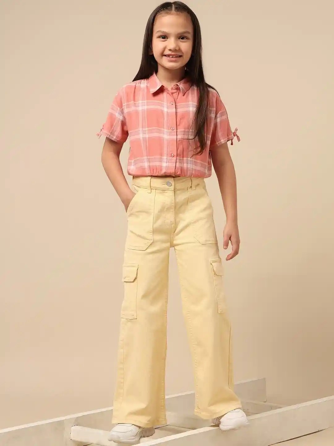 Buy Polo Kids Girls Wide Leg High-Rise Cargo Jeans