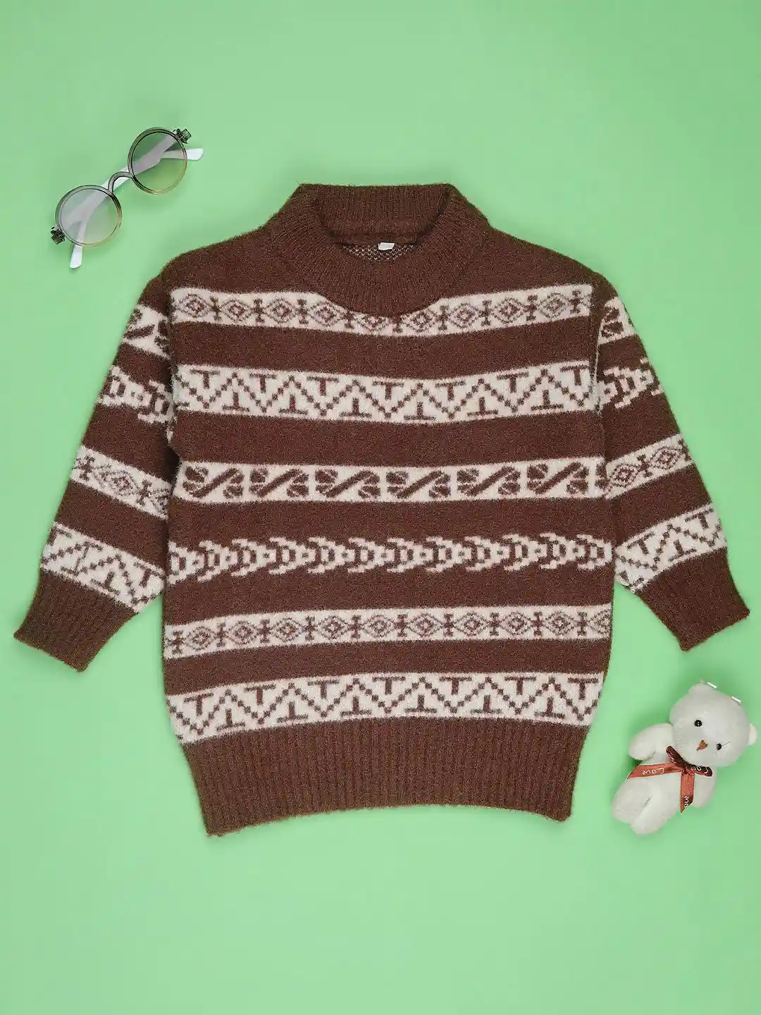 Buy V-Mart Boys Mock Collar Striped Print Long Sleeves Pullover