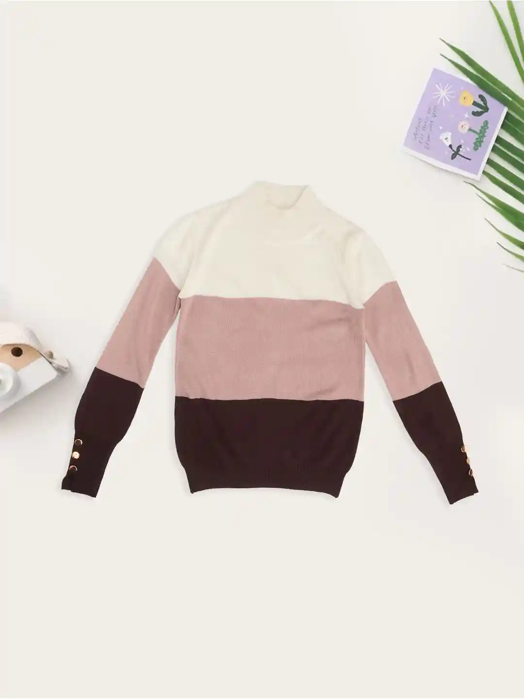 Buy Pantaloons Junior Girls Colourblocked Mock Neck Long Sleeve