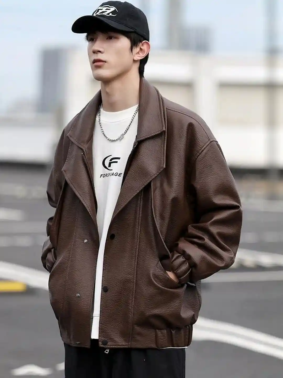 Buy Mast Harbour Men Spread Collar Solid Leather Jacket