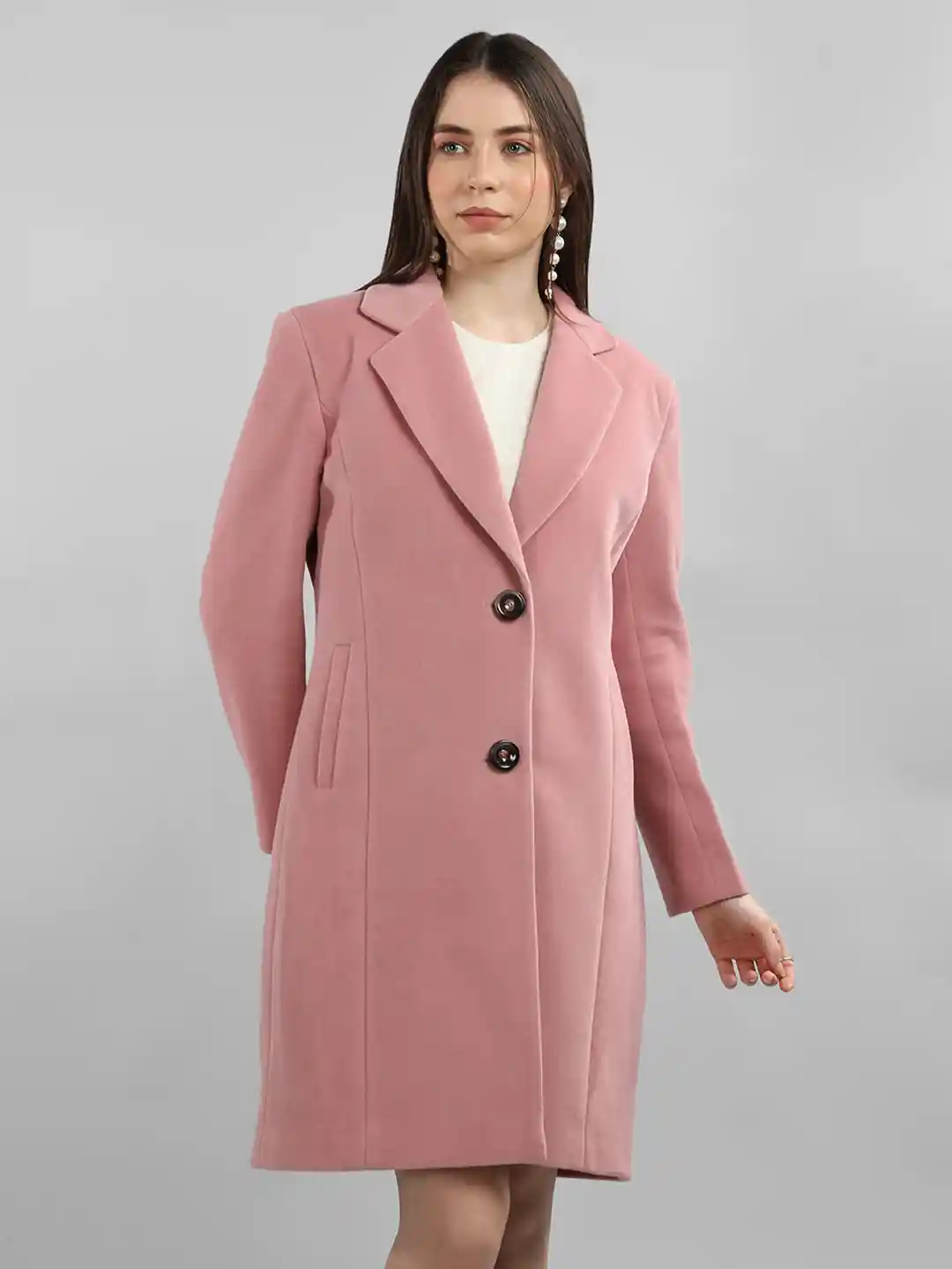 Buy Plagg Notched Lapel Collar Longline Wool Trench Coat Coats