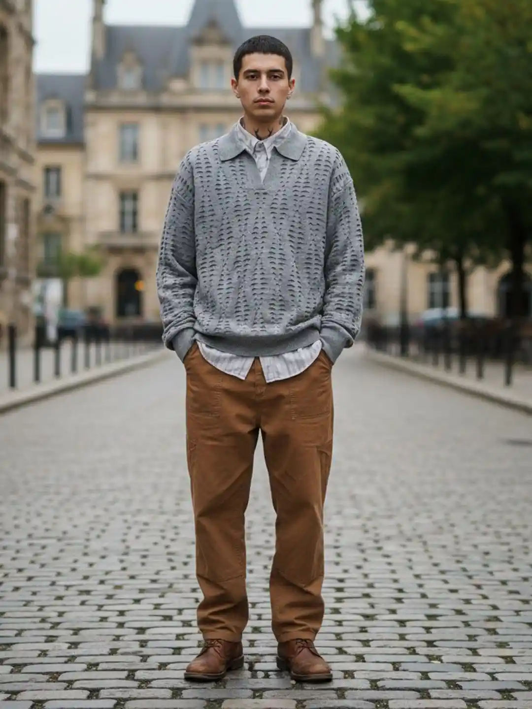 Buy Mast Harbour Men Grey Long Sleeves Shirt Collar Pullover