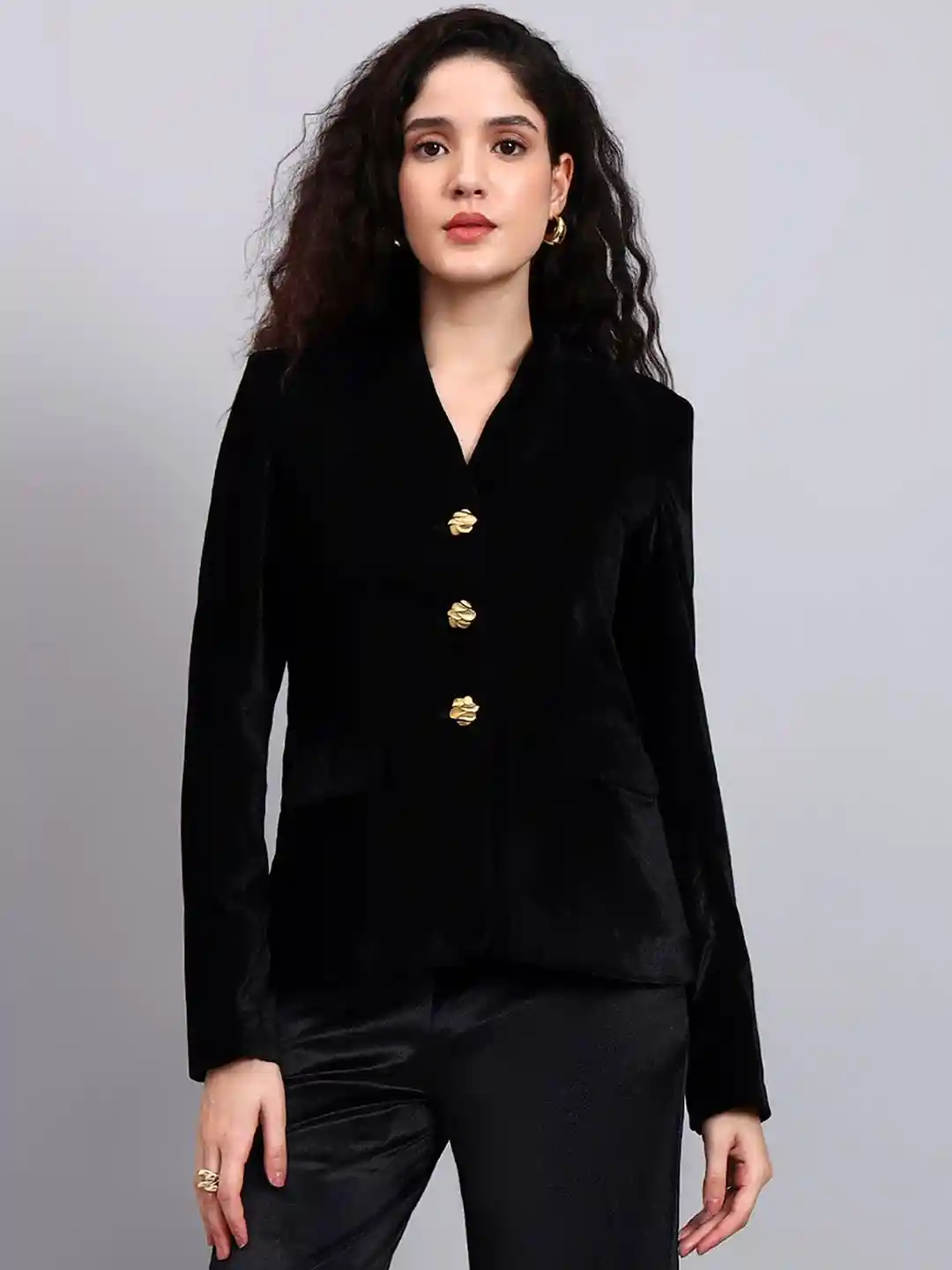 Buy PowerSutra Velvet V Neck Stretchable Blazers Blazers for