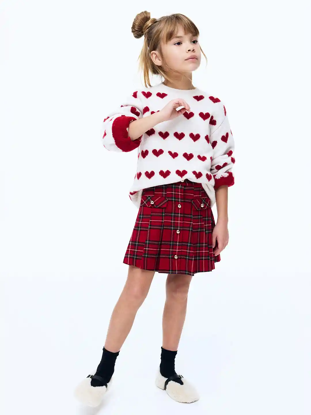 Buy H&M Girls Pleated Flannel Skirt Skirts for Girls 36964455