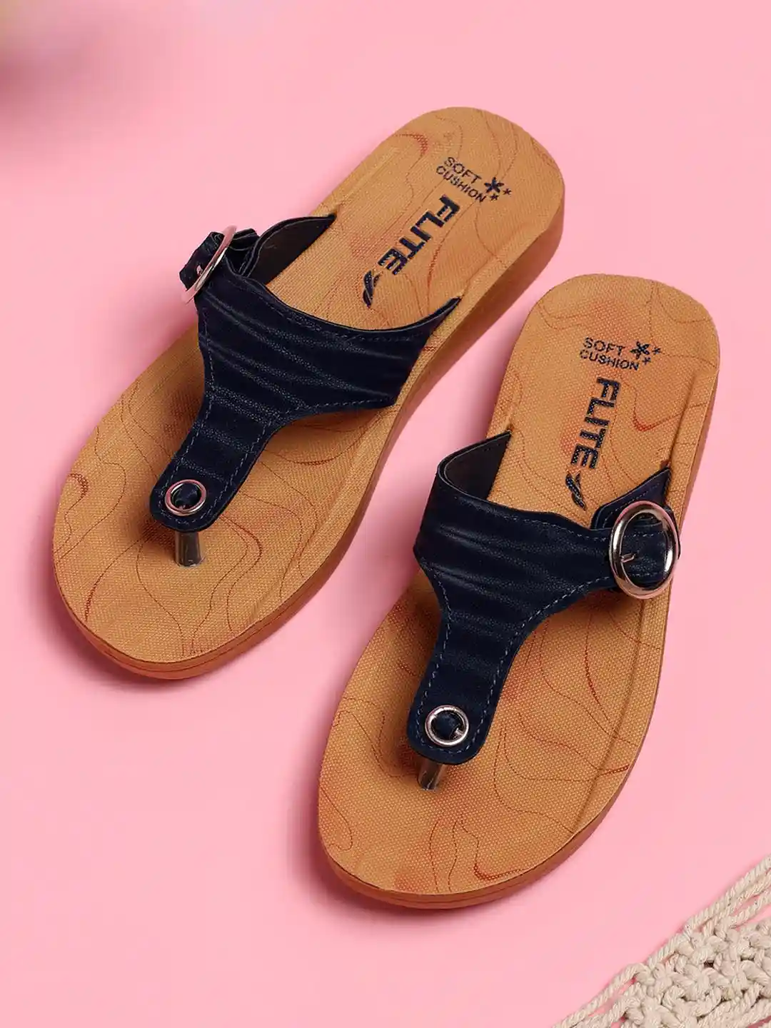 Buy FLITE Pul 61 Women Textured Rubber T-Strap Flip Flops Flip - Main Image