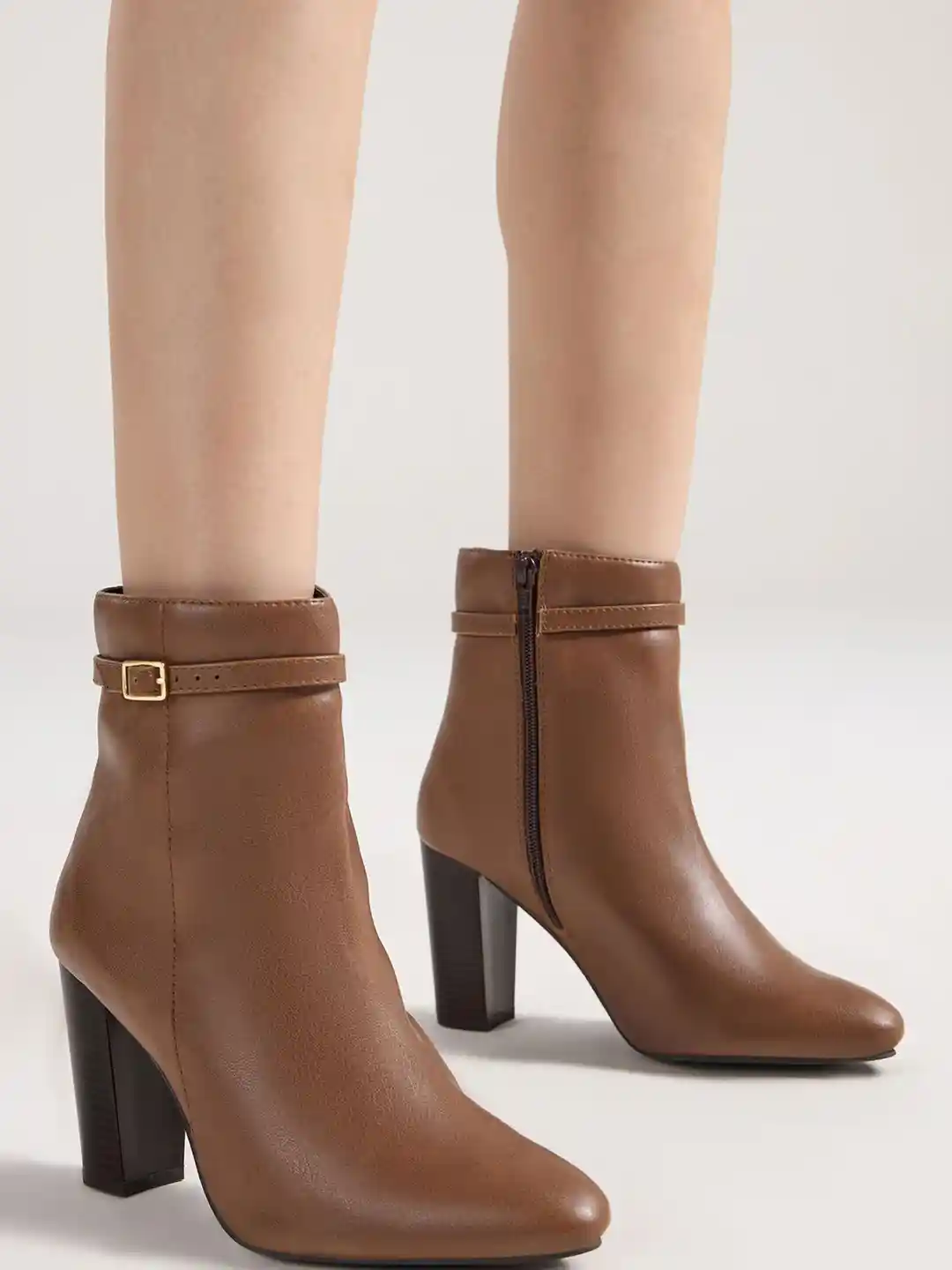 Buy 20Dresses Women Round Toe Buckle Detail Block Heel Ankle