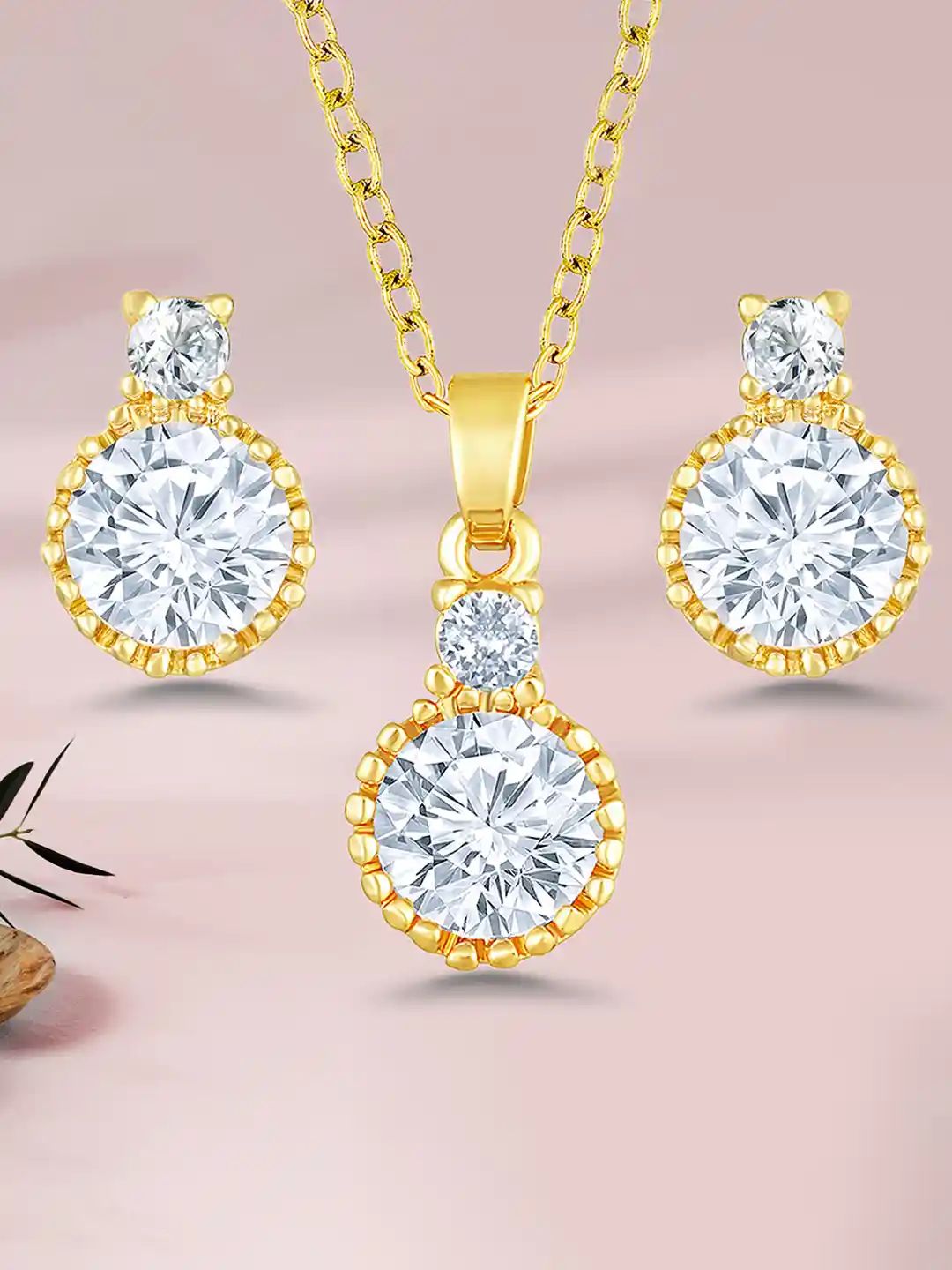 Buy Peora Gold Plated Cubic Zirconia-Studded Pendant Chain