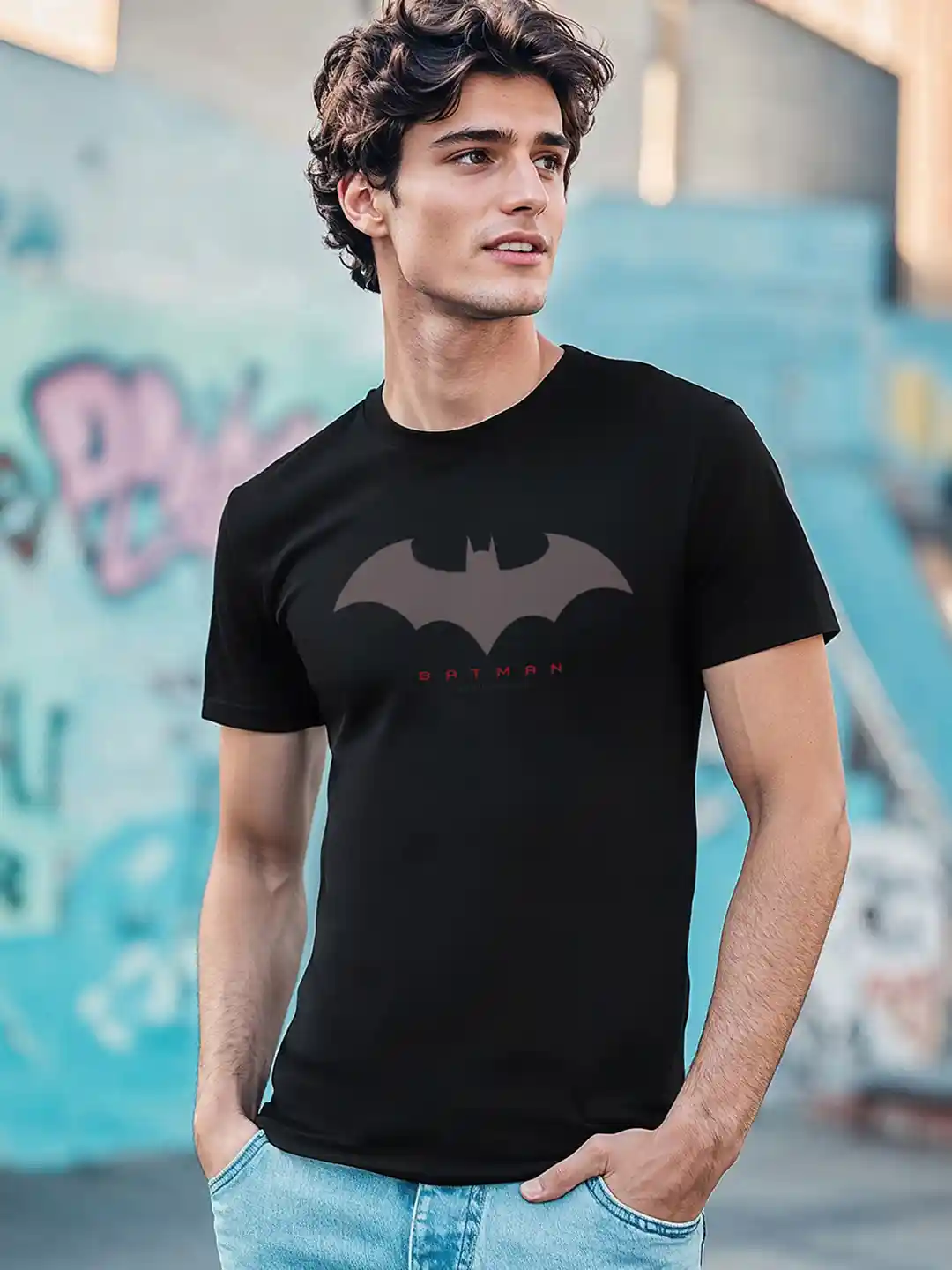 Buy Bewakoof Official Dc Merchandise Batman Outline Logo T-Shirt