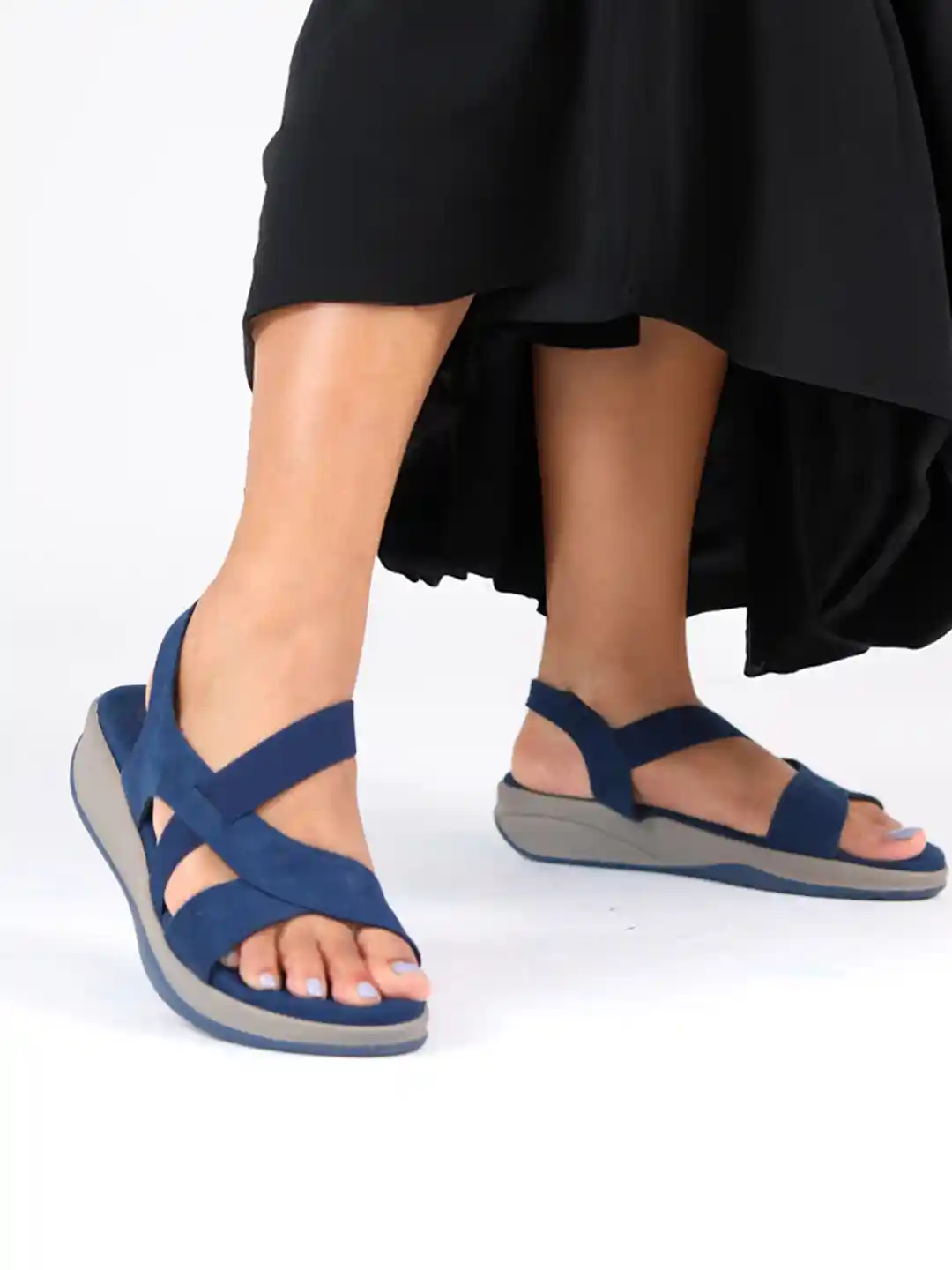Monrow Navy Blue Solid Wedges