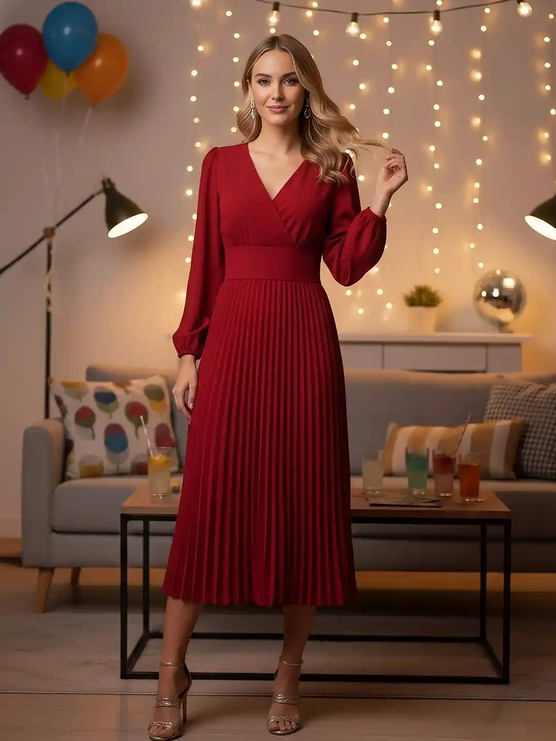 Red Long Sleeve Midi Dress Patrizia Pepe Tulle Long-sleeve Midi