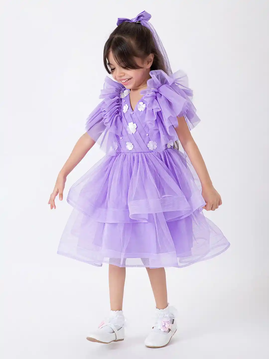 Buy Hopscotch Embellished Flutter Sleeve Fit Flare Dress