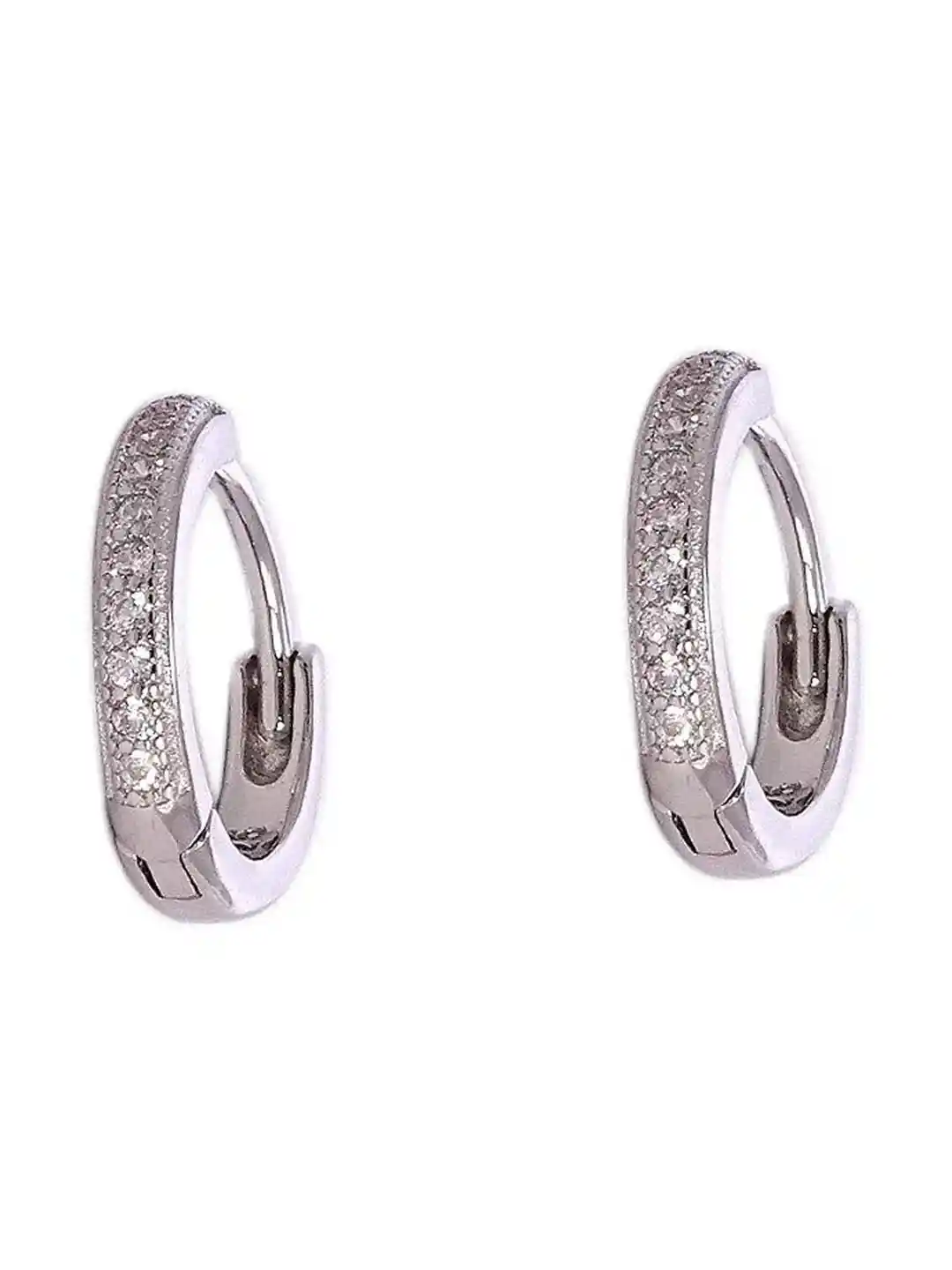 Buy Sahiba Gems Silver-Plated Cubic Zirconia Hoop Earrings