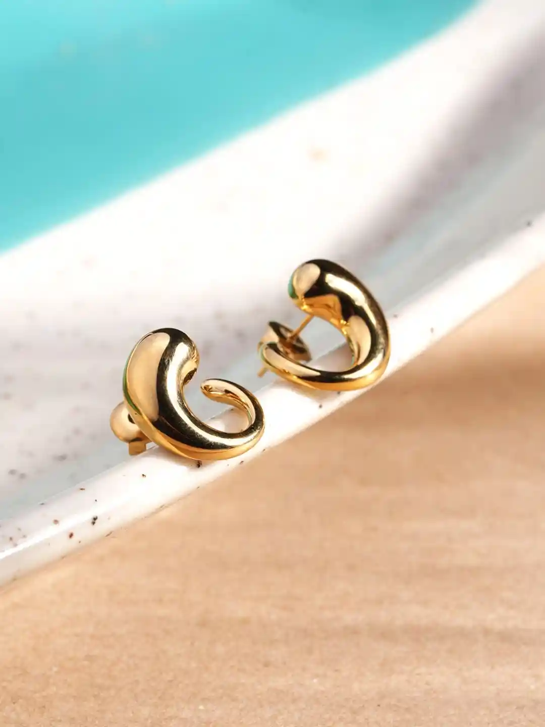 Palmonas Chunky Stud Earrings Palmonas Ribbed Chunky Stud Earrings For Womens Waterproof Anti-Tarnish  · Eternz