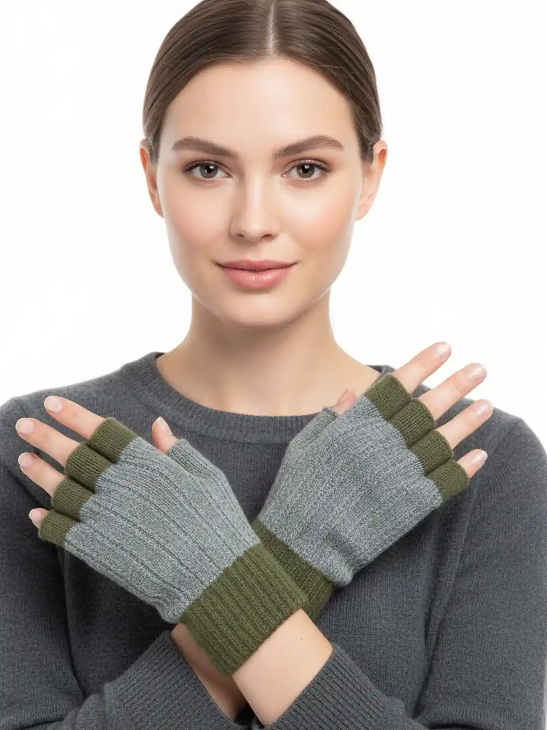 Buy Moda Rapido Women Patterned Woollen Fingerless Gloves Gloves