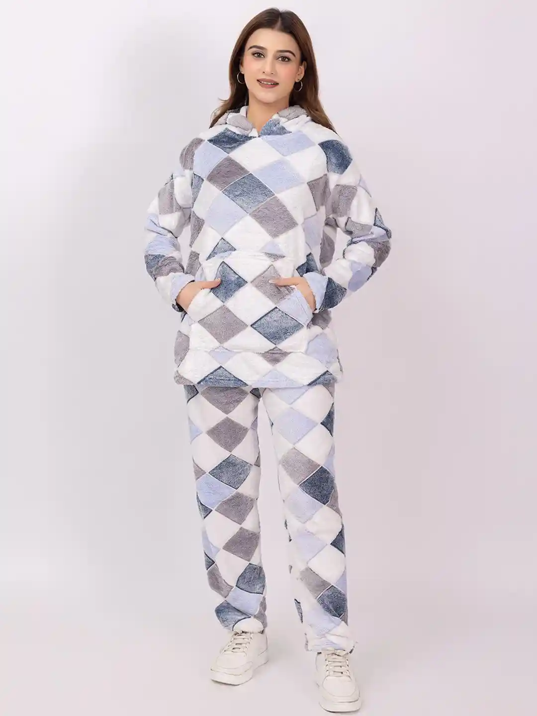 Buy RG BY Clothing Women Checked Hooded Long Sleeves