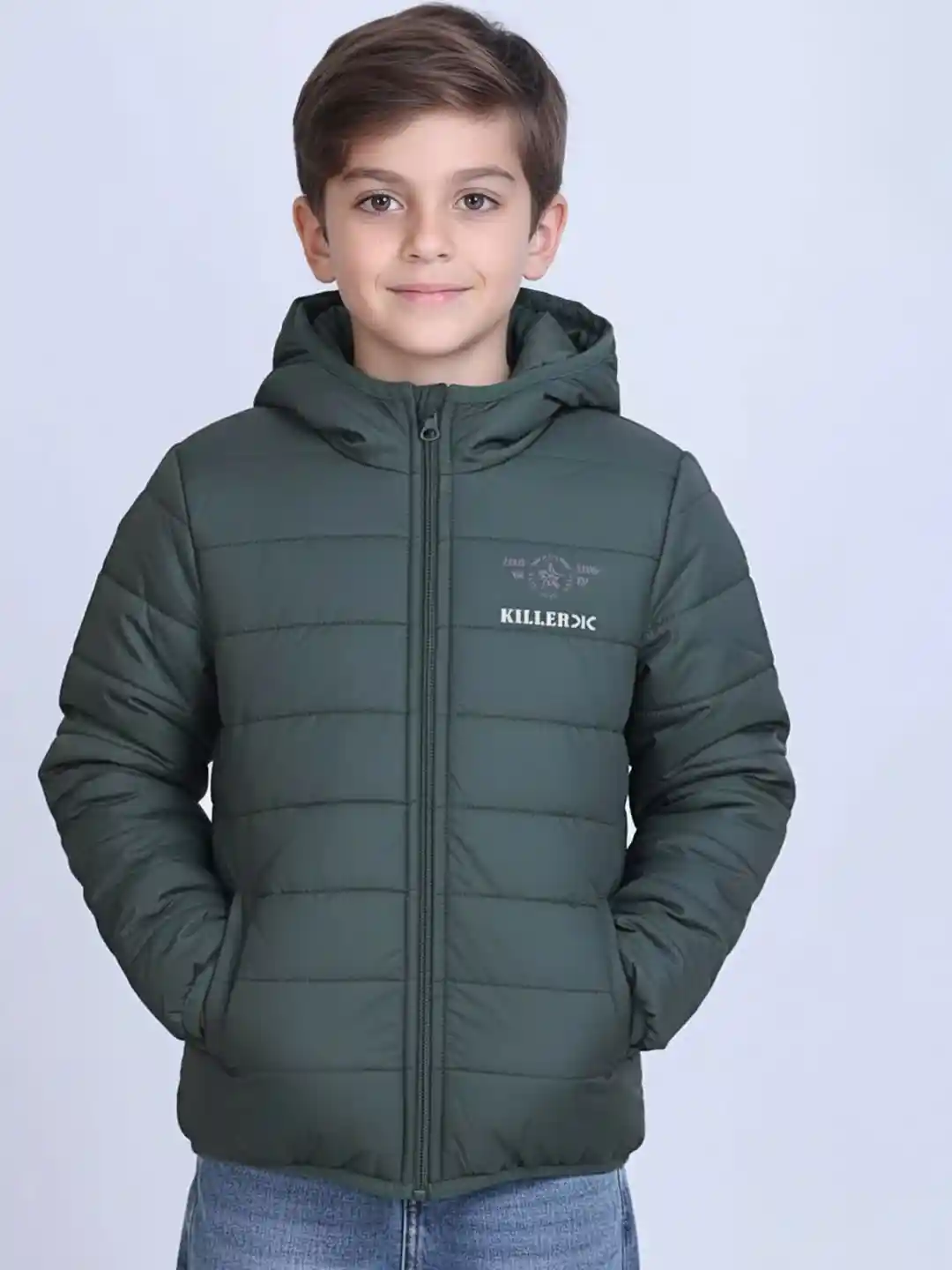 Killer Boys Solid Hooded Long Sleeves Quilted Jacket