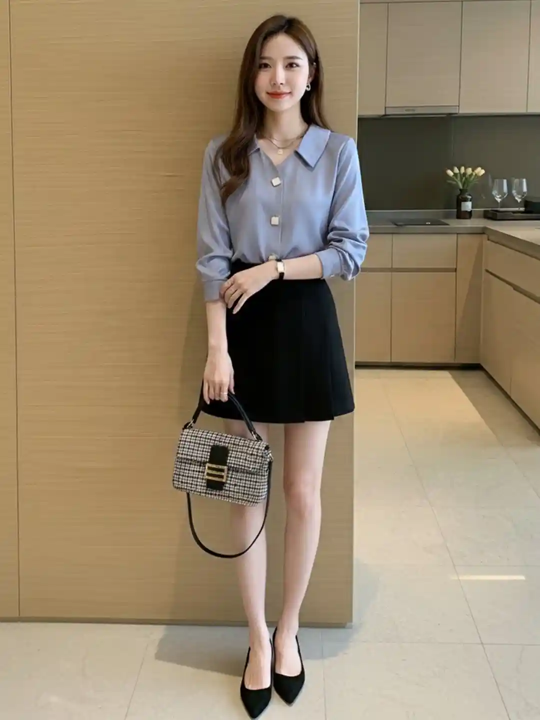 Buy HERE&NOW Satin-Finish Loose Korean-Style Casual Shirt Shirts