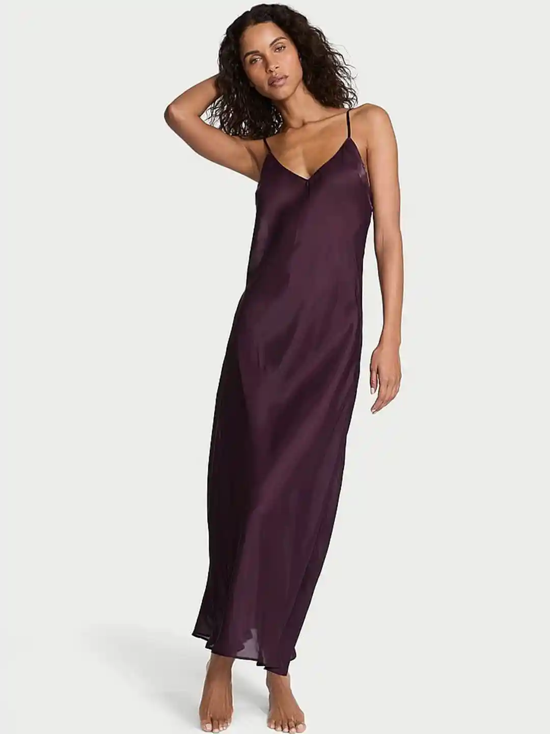 Buy Victoria's Secret Solid Luxe Sheer Satin Long Slip Maxi