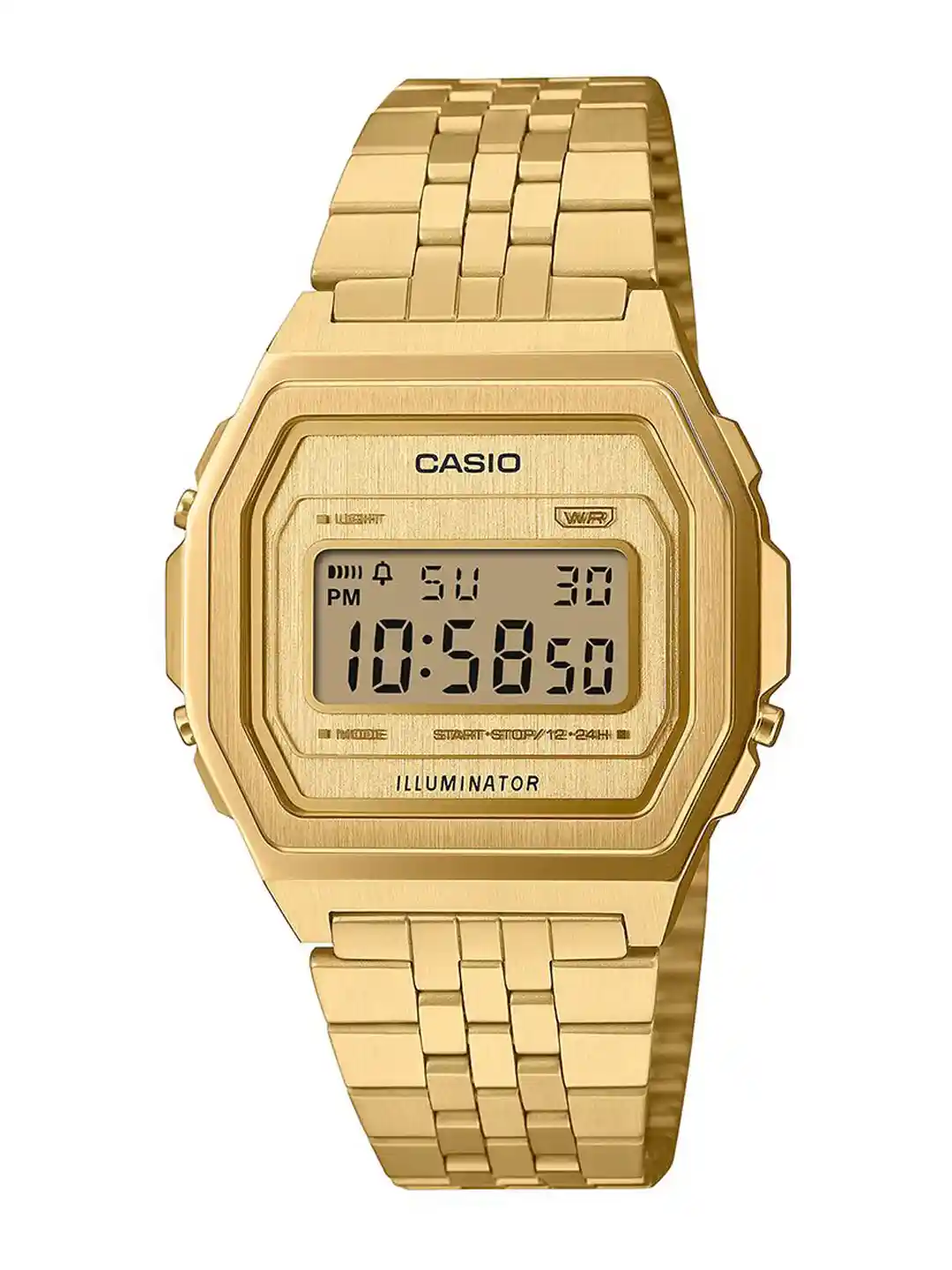 CASIO Vintage A1000G-9DF Gold Digital dial Stainless Steel Band D401