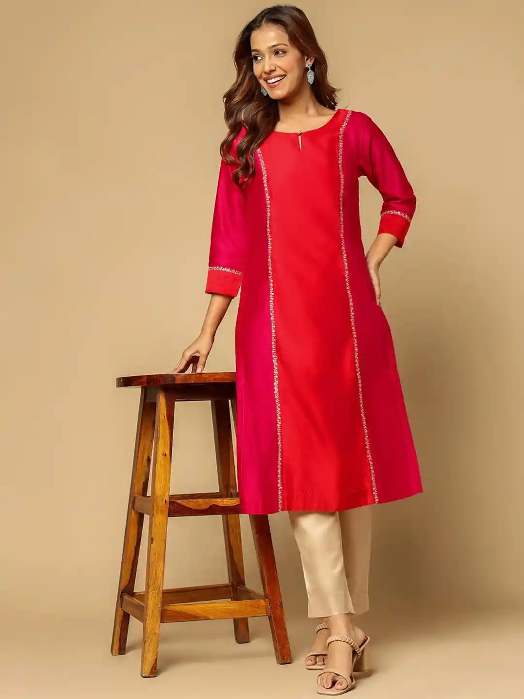 Buy Fabindia Women Solid Festive Straight Kurta Kurtas for Women