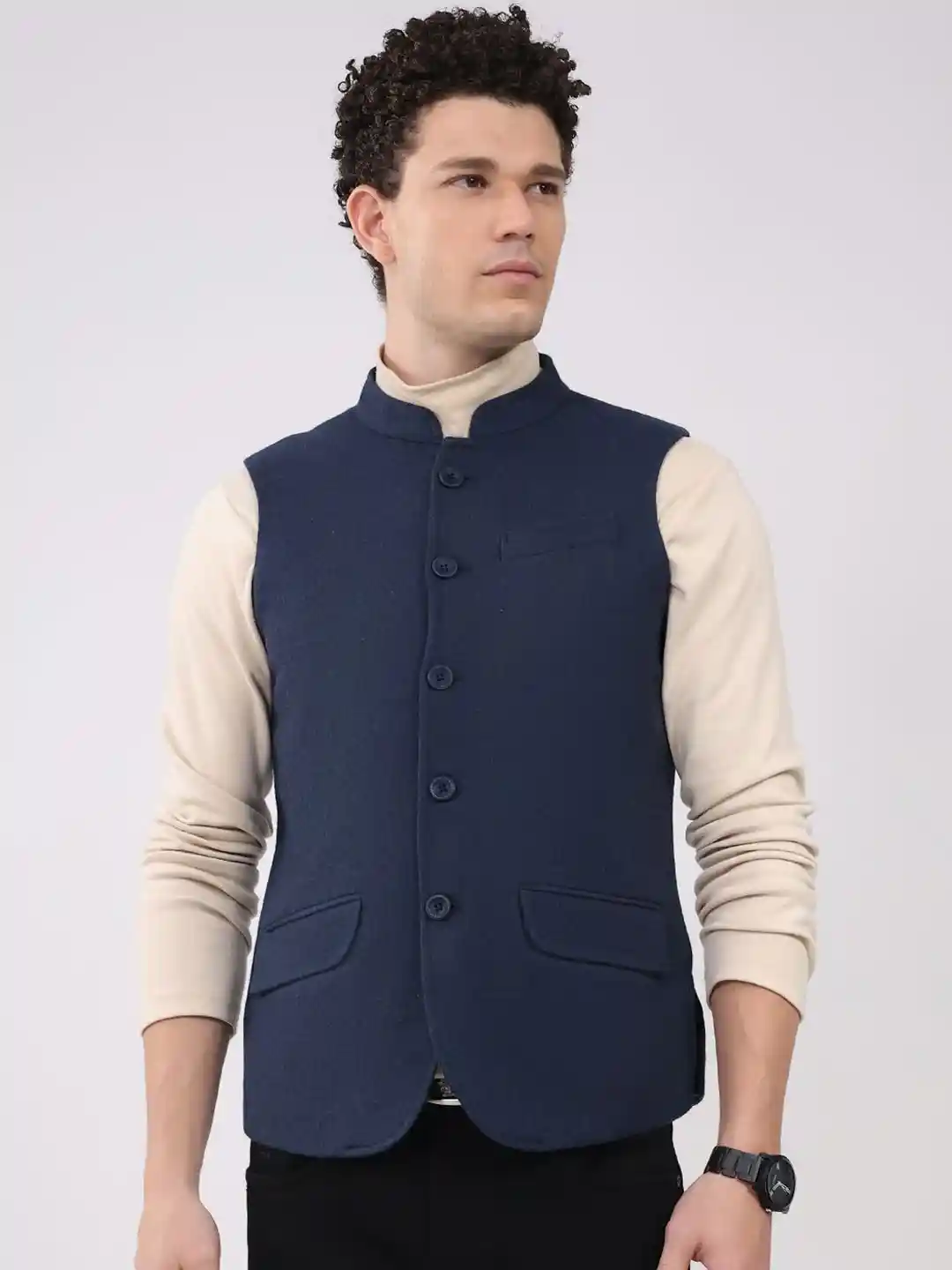Buy Monte Carlo Men Woollen Sleeveless Mandarin Collared Nehru