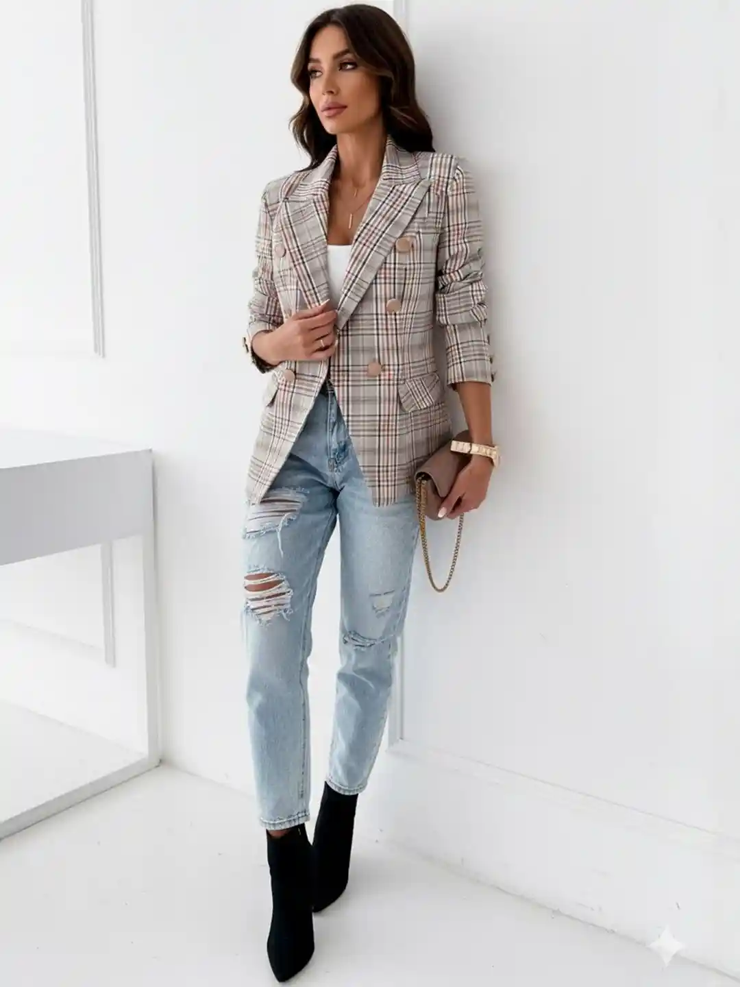 Buy DressBerry Women Red Striped Plaid Casual Polyester Single