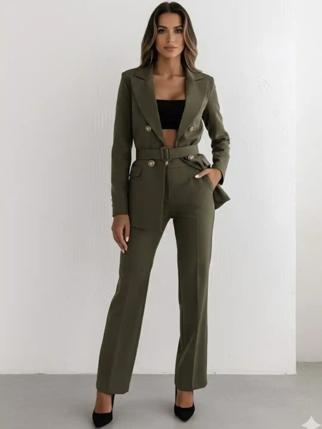 Buy DressBerry Army Green Formal Polyester Blazer Blazers for