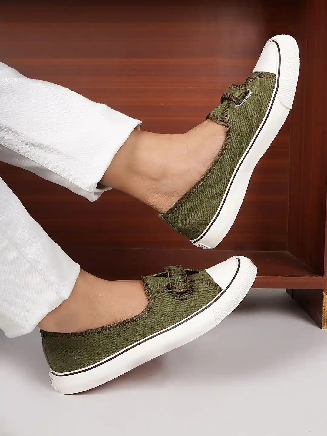 Roadster Women Olive Velcro Casual Sneakers - Main Image