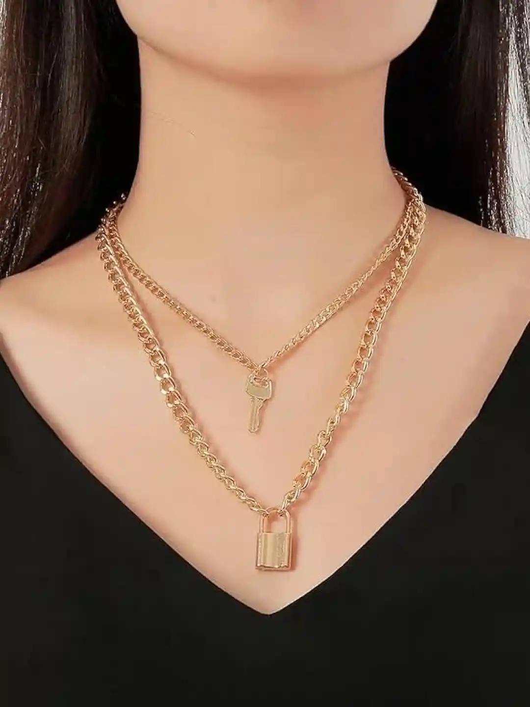 Buy DressBerry Women Gold-Plated Alloy Golden Double Layered Key