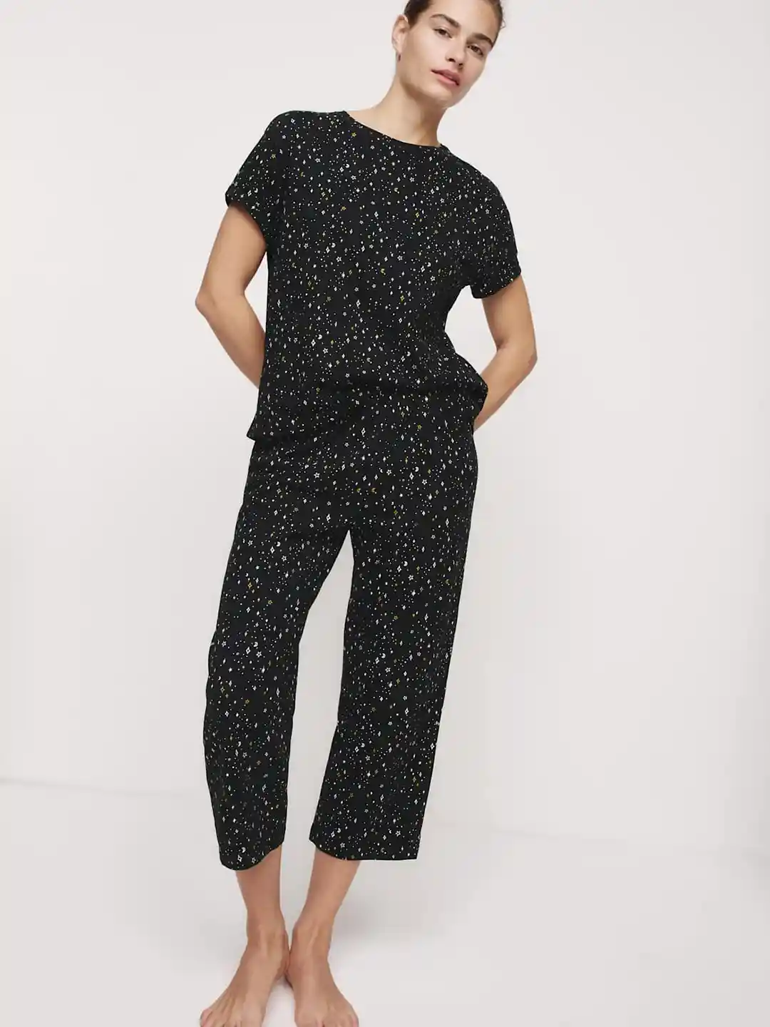 Marks Spencer Women Printed Pure Cotton T-shirt Pyjamas Night suit