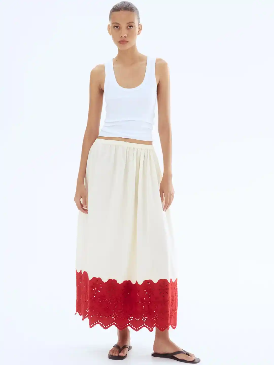 Buy H&M Broderie Anglaise Poplin Skirt Skirts for Women 33638327
