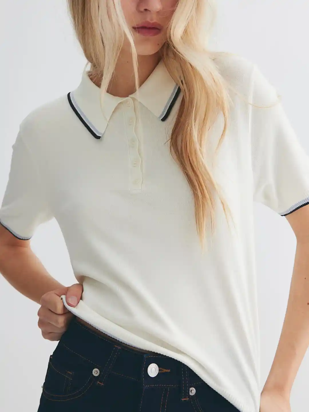 Buy H&M Fine-Knit Polo Shirt Tshirts for Women 31980056 Myntra