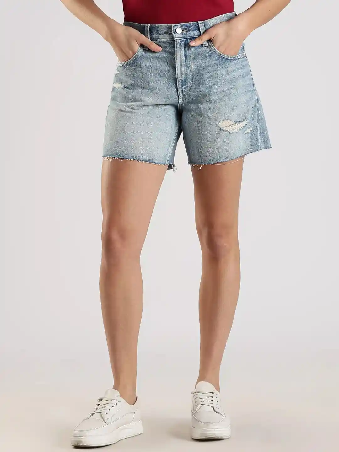 Calvin Klein Jeans Women High-Rise Distressed Denim Shorts