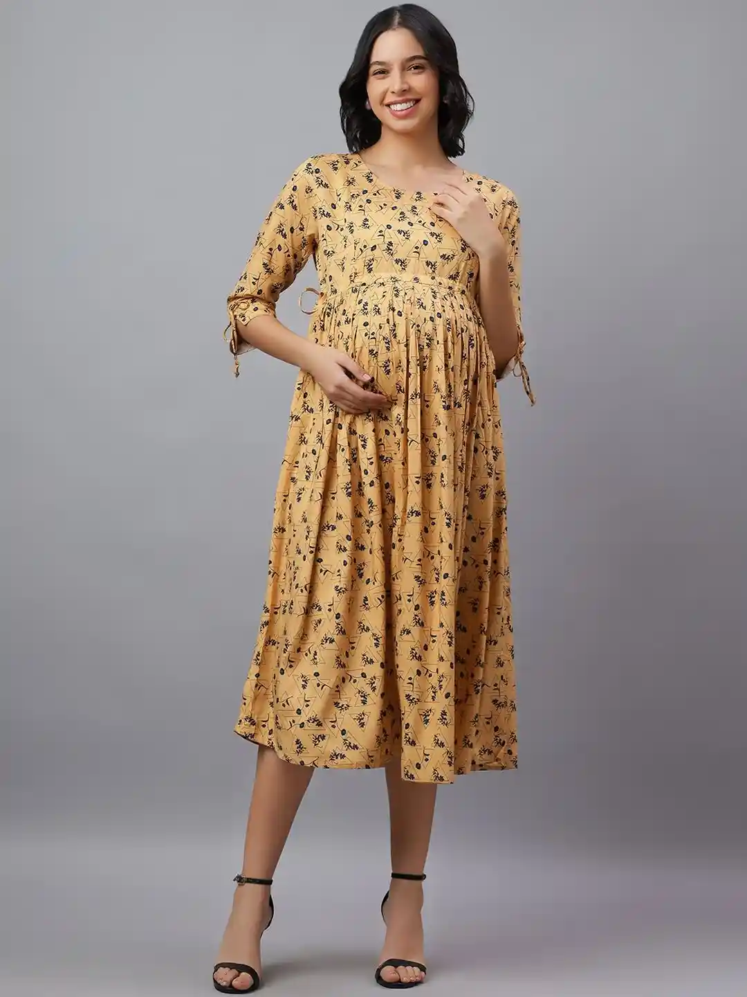 Mammas Maternity Floral Print A-Line Midi Dress