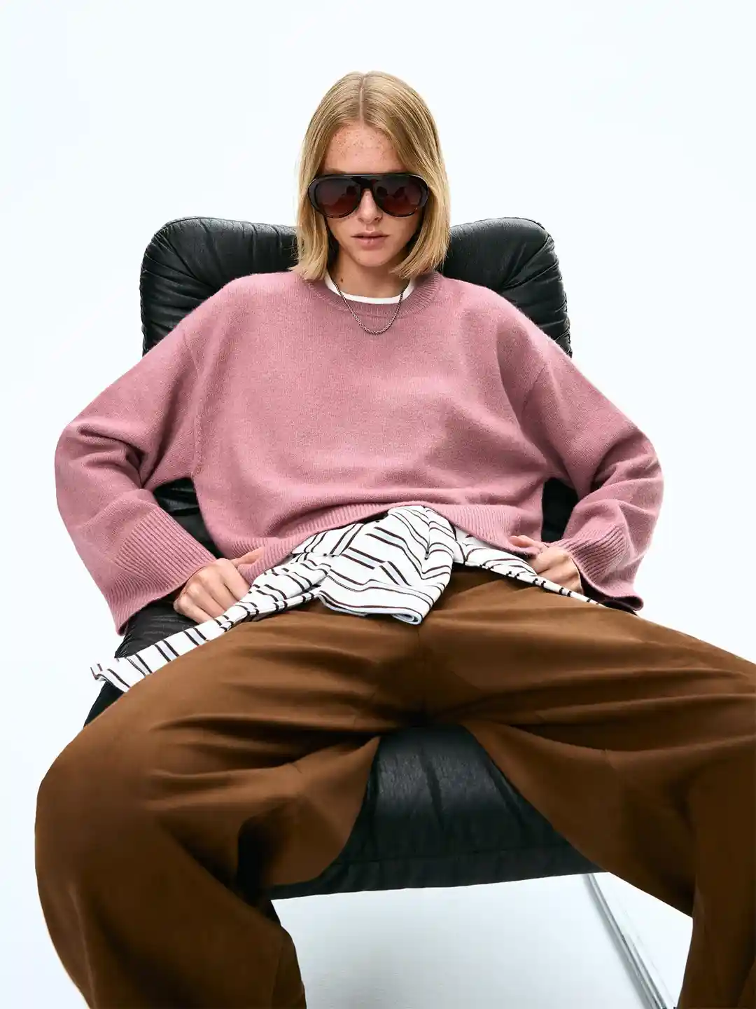 Buy Bershka Women Oversize Full Sleeve Pullover sweater with