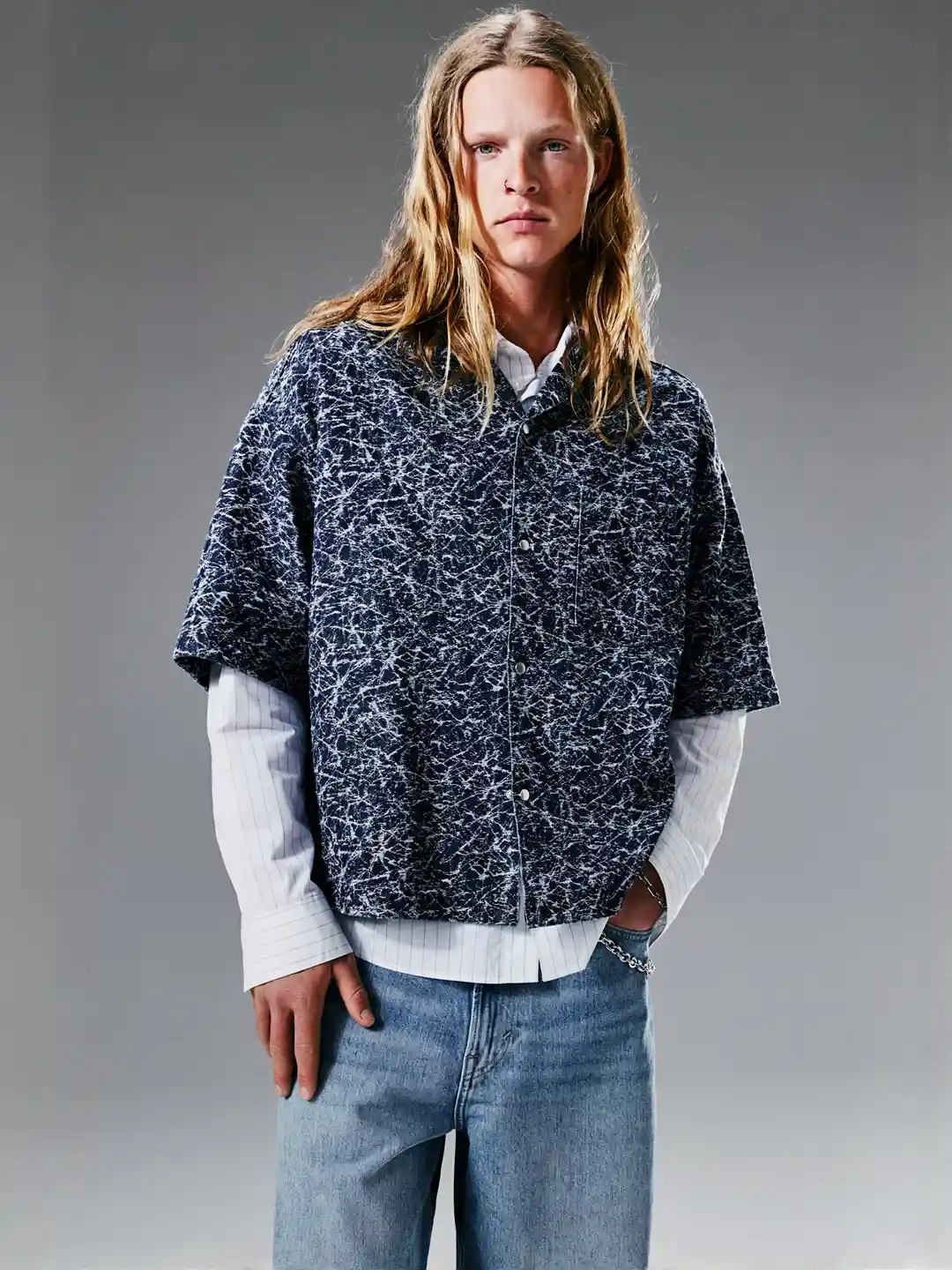 Buy H&M Oversized Fit Patterned Denim Shirt Shirts for Men