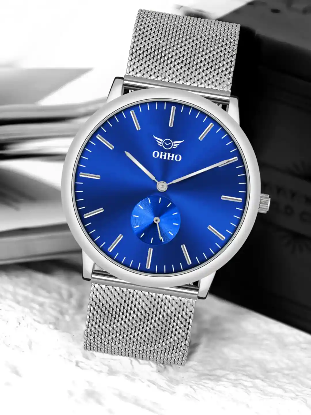 Buy OHHO Men Brass Embellished Dial Stainless Steel Straps