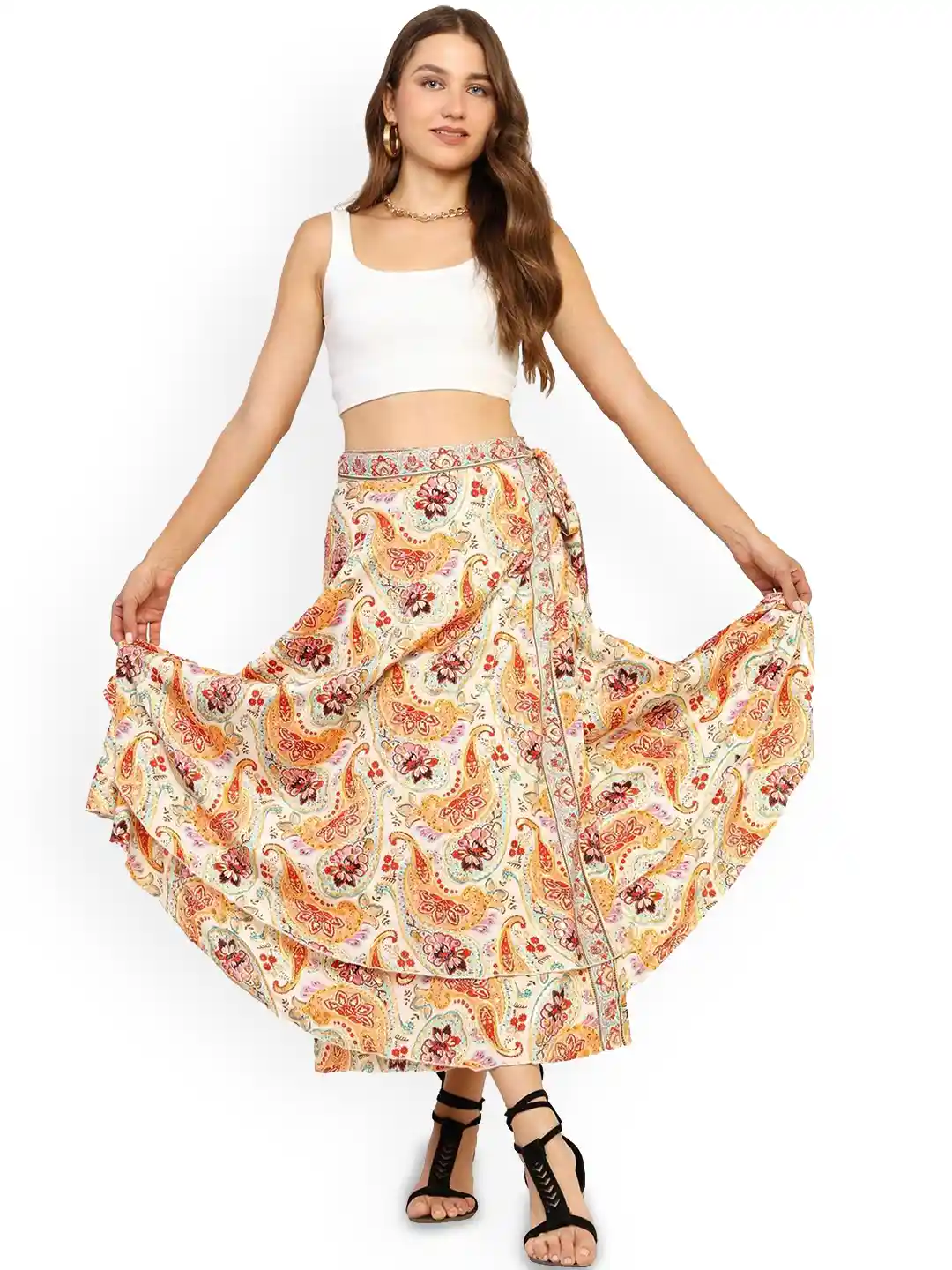 Buy GALE GIRLS Women Paisley Printed Midi Wrap Skirt Skirts for