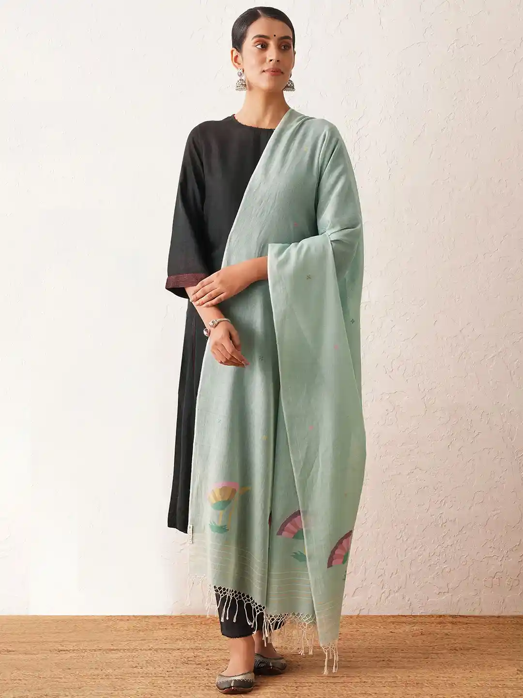 Buy JAYPORE Floral Printed Cotton Dupatta Dupatta for Women