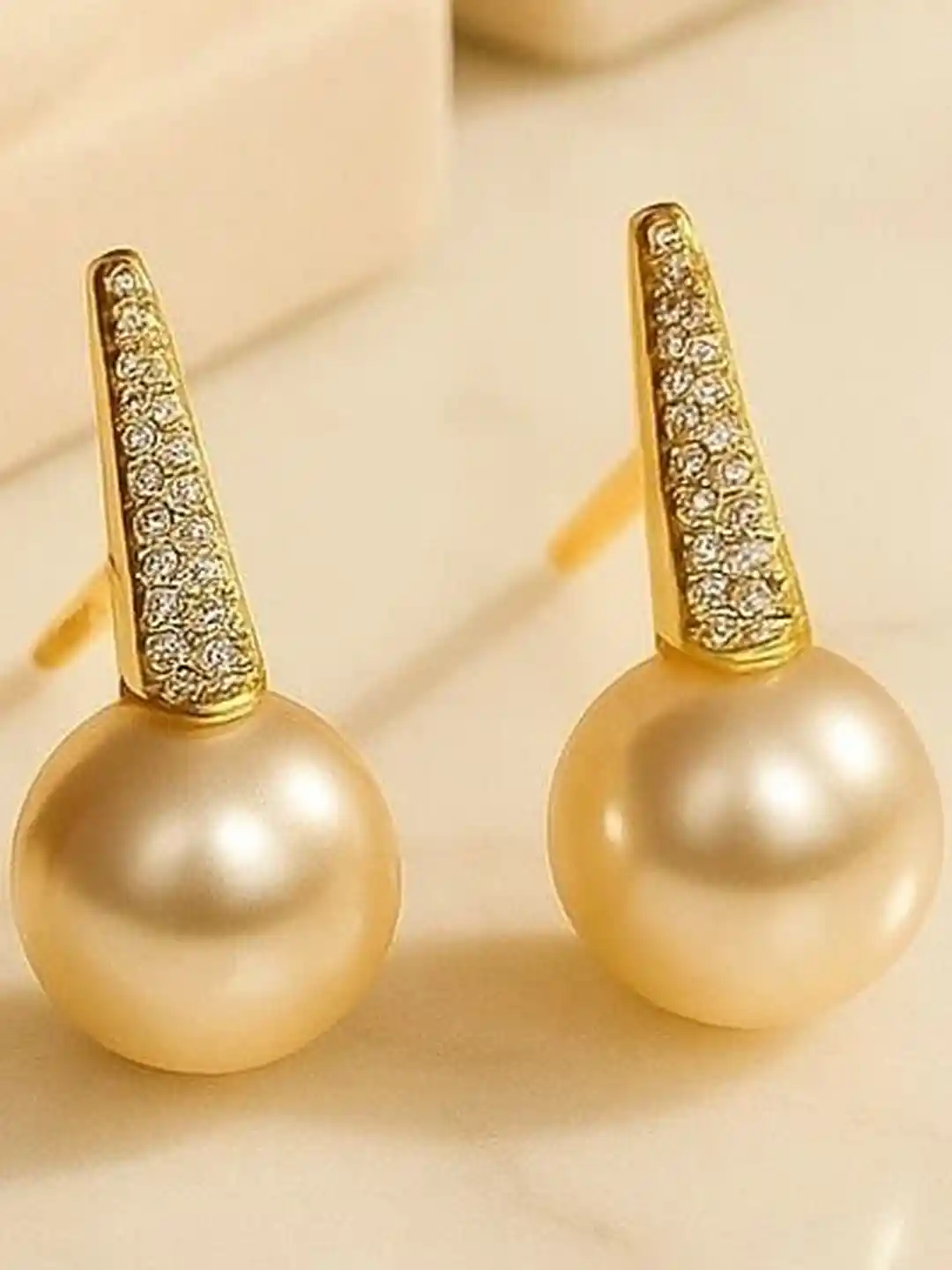 Buy ZEVAR CLUB 18K Gold-Plated Glossy Pearl Drop Earring with