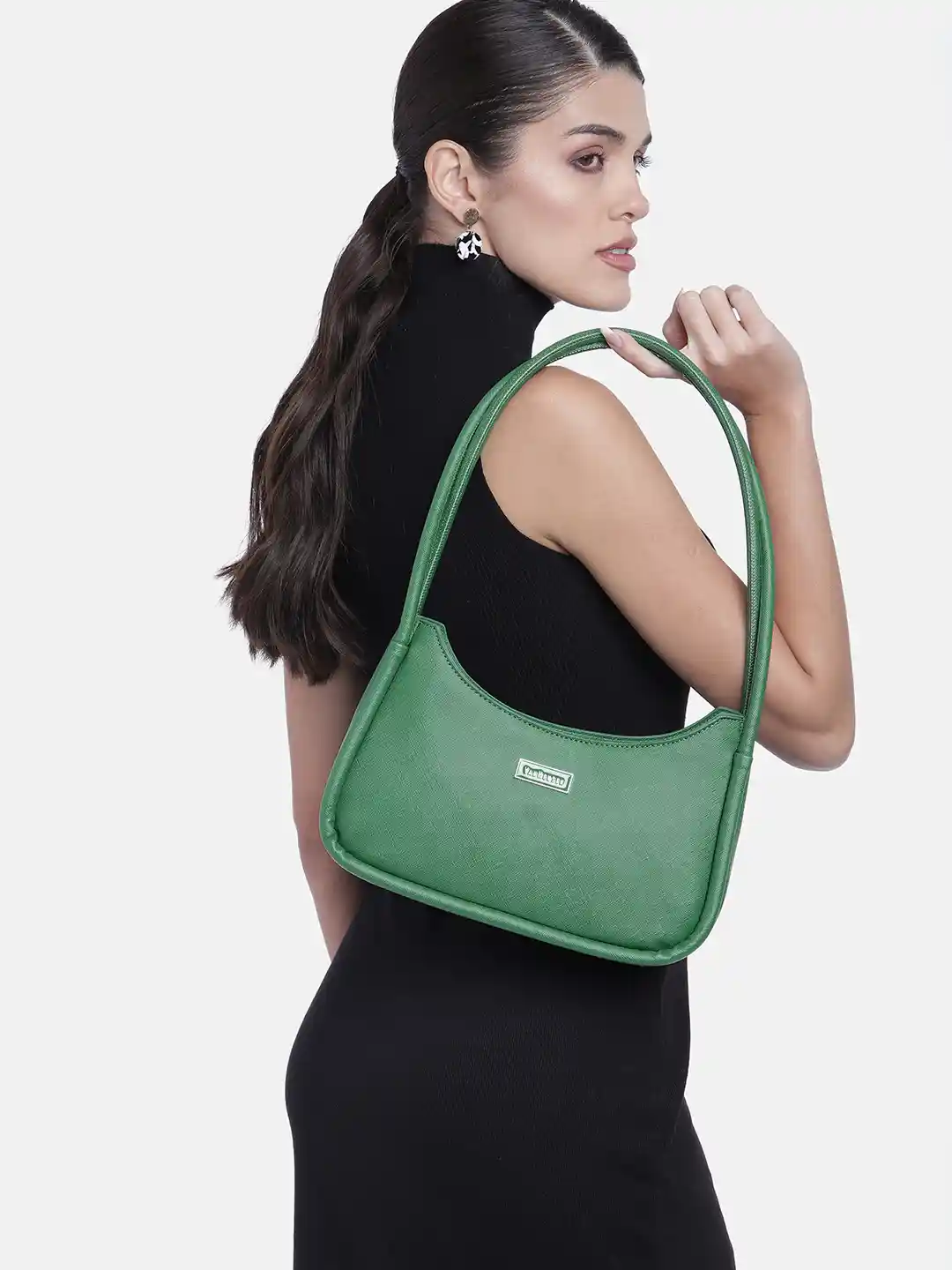 Buy Van Heusen Green Solid Structured Shoulder Bag Handbags for