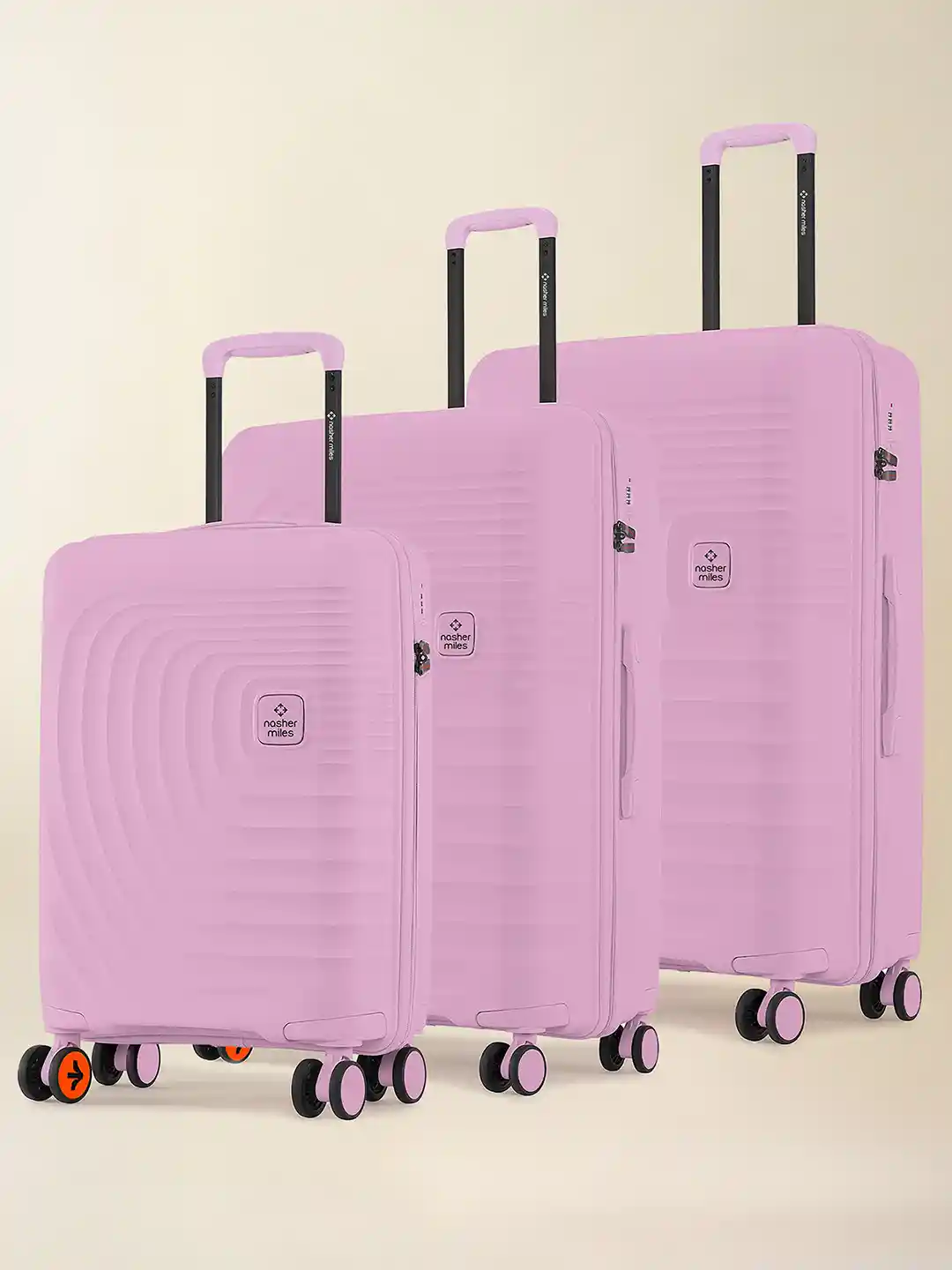 Nasher Miles Boston Polypropylene Small-Medium-Large Pink Trolley Bags  (55-65-75 cm)