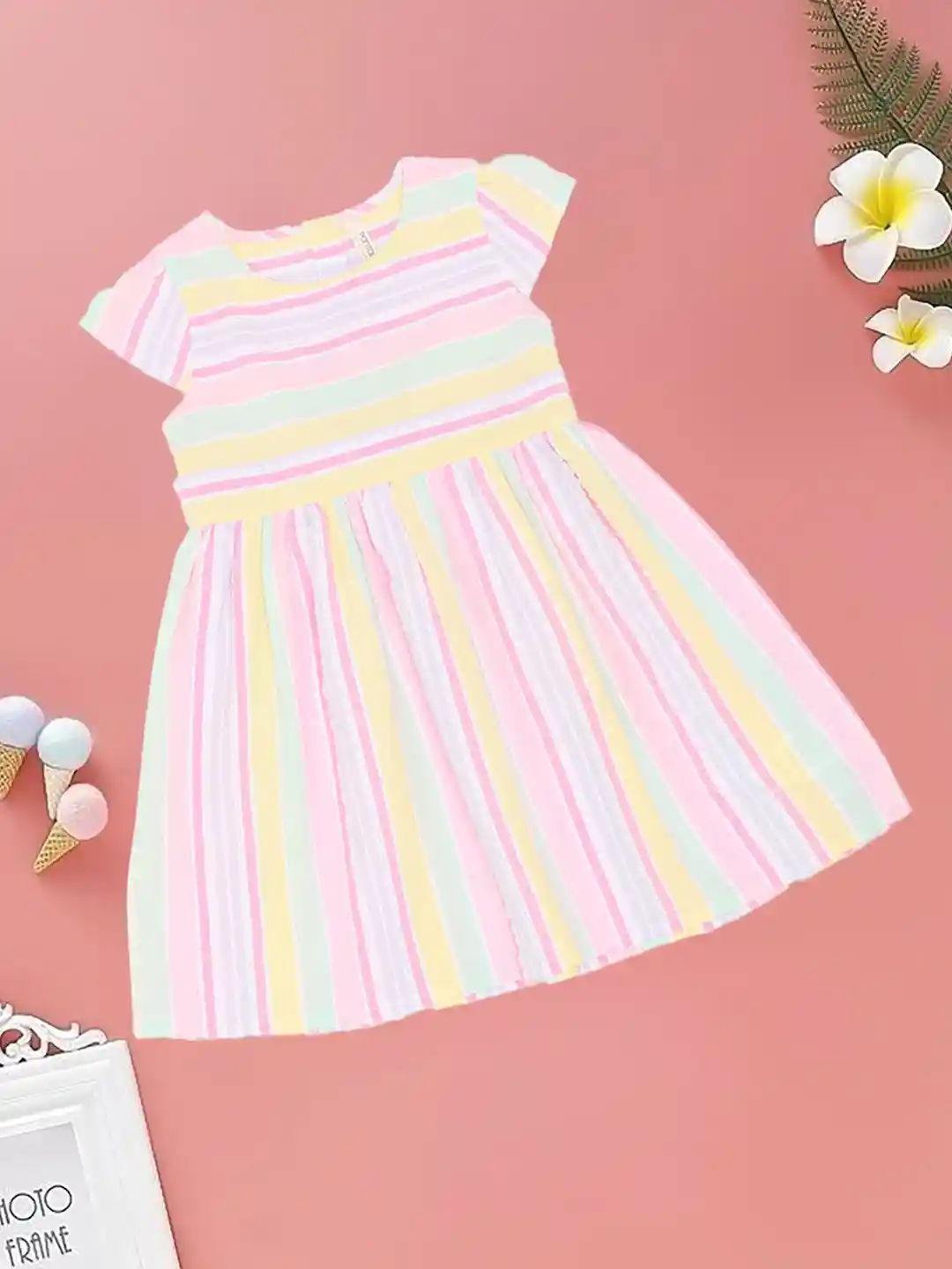 Buy Pantaloons Baby Girls Striped Round Neck Fit and Flare Knee