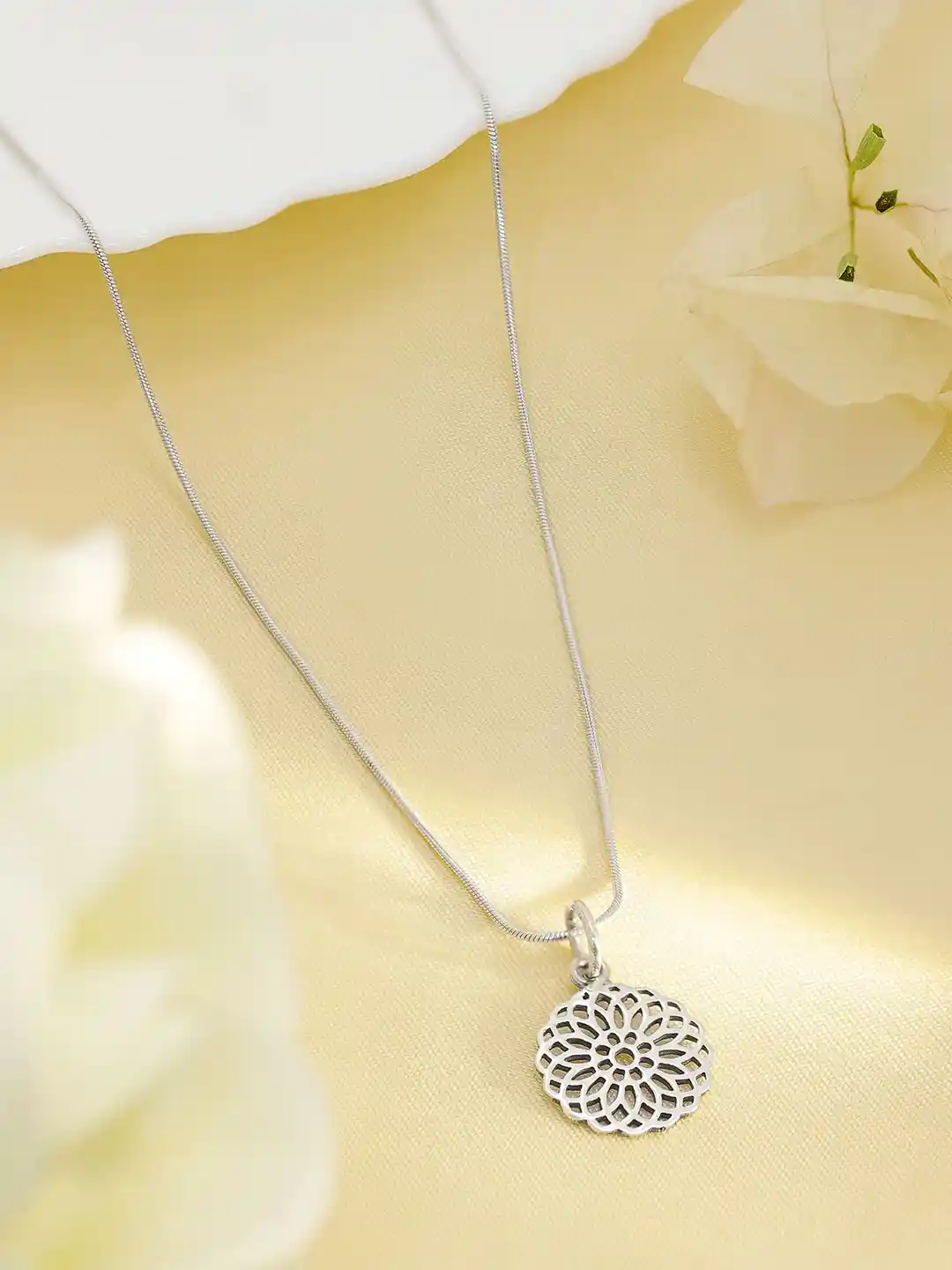 Buy Tweov 925 Sterling Silver Rhodium Plated Circular Shaped