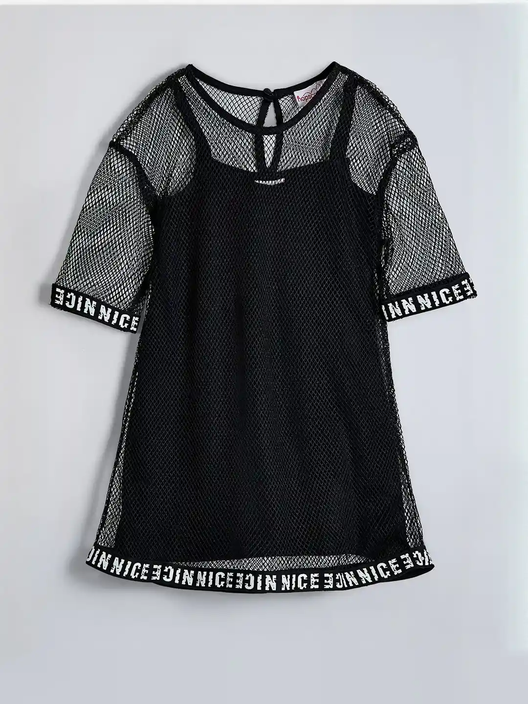 Buy Hopscotch Girls Text Border Mesh A-Line Dress Dresses for