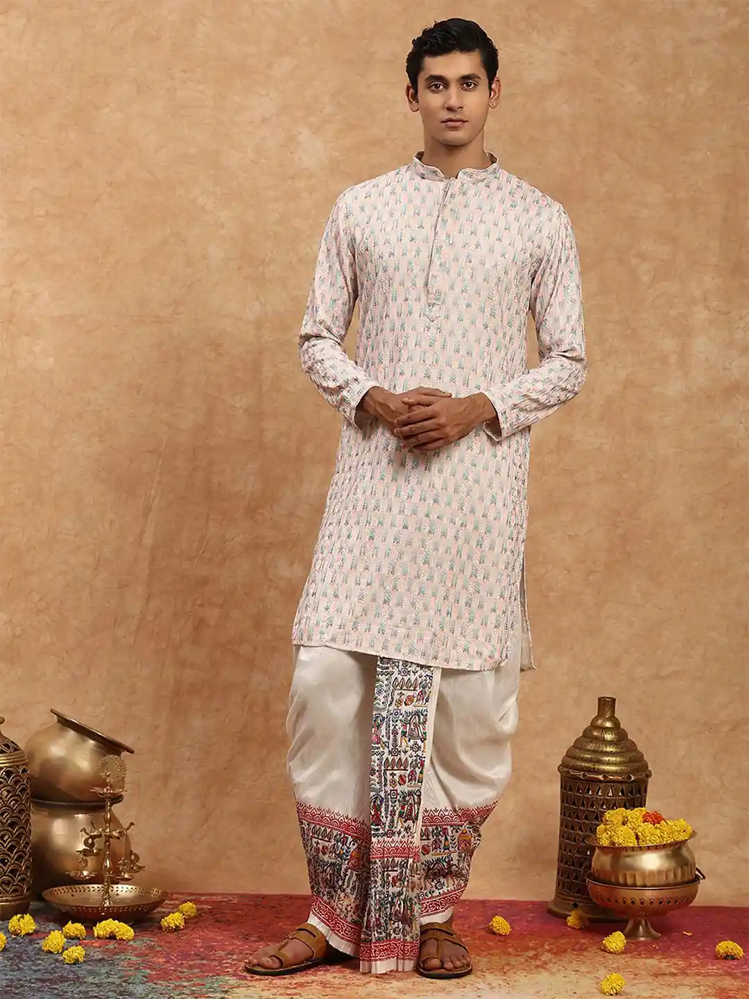 SOURAGYA Men Embellished Festive A-Line Kurta