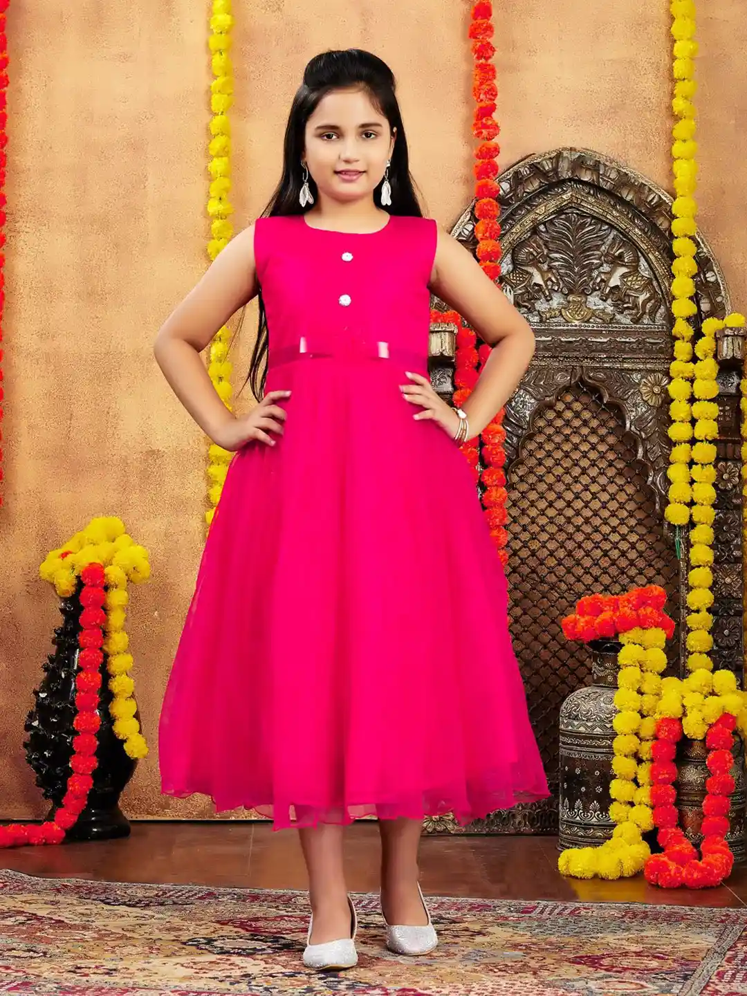 Buy BAESD Girls Solid Sleeveless Gown Midi Dress Dresses for