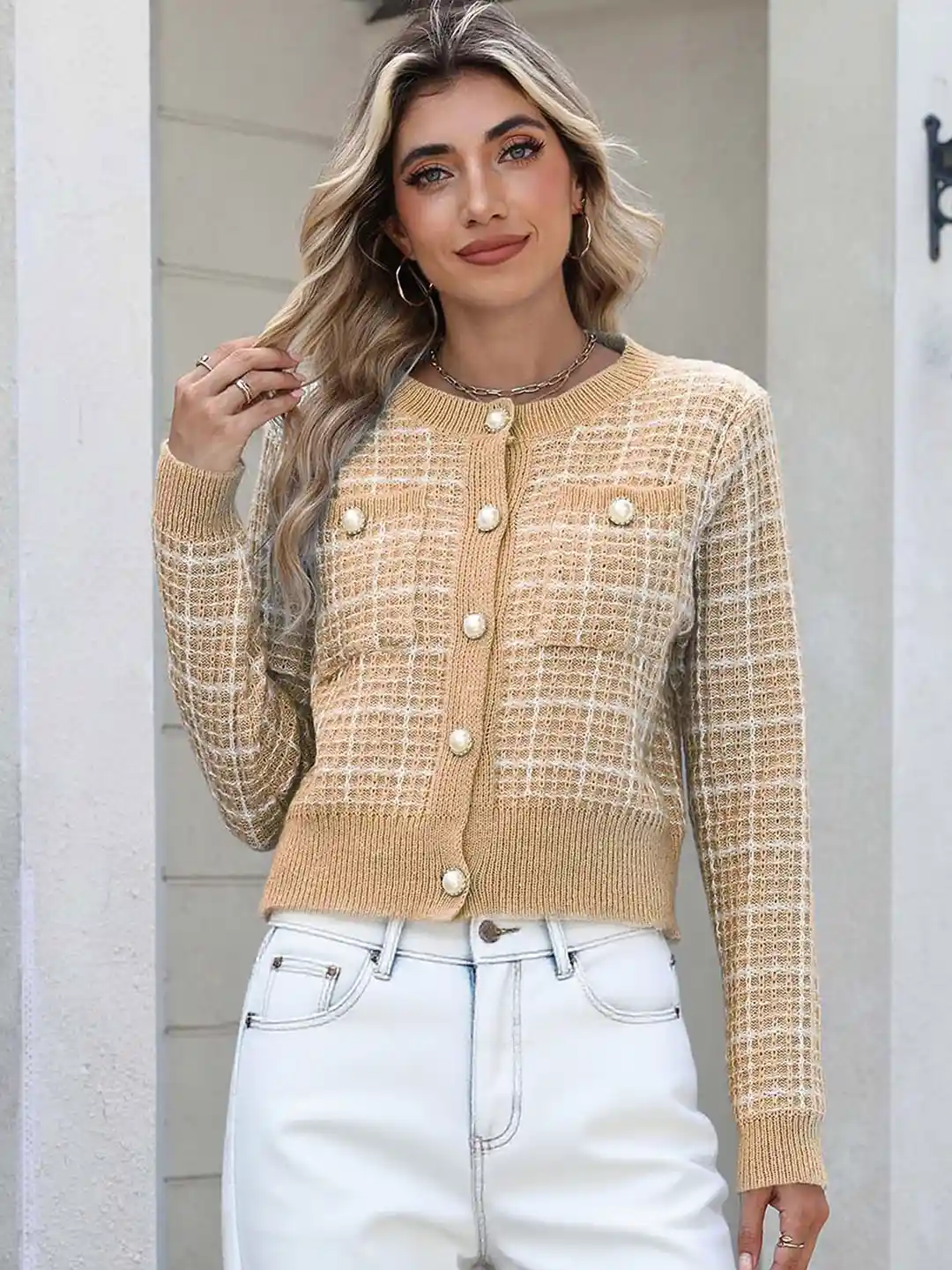 Buy StyleCast x Revolte Women Cable Knit Self Design Round Neck