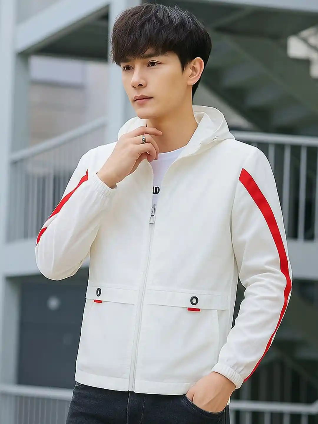 Buy MOTREX Men Hooded Typography Printed Open Front Jacket