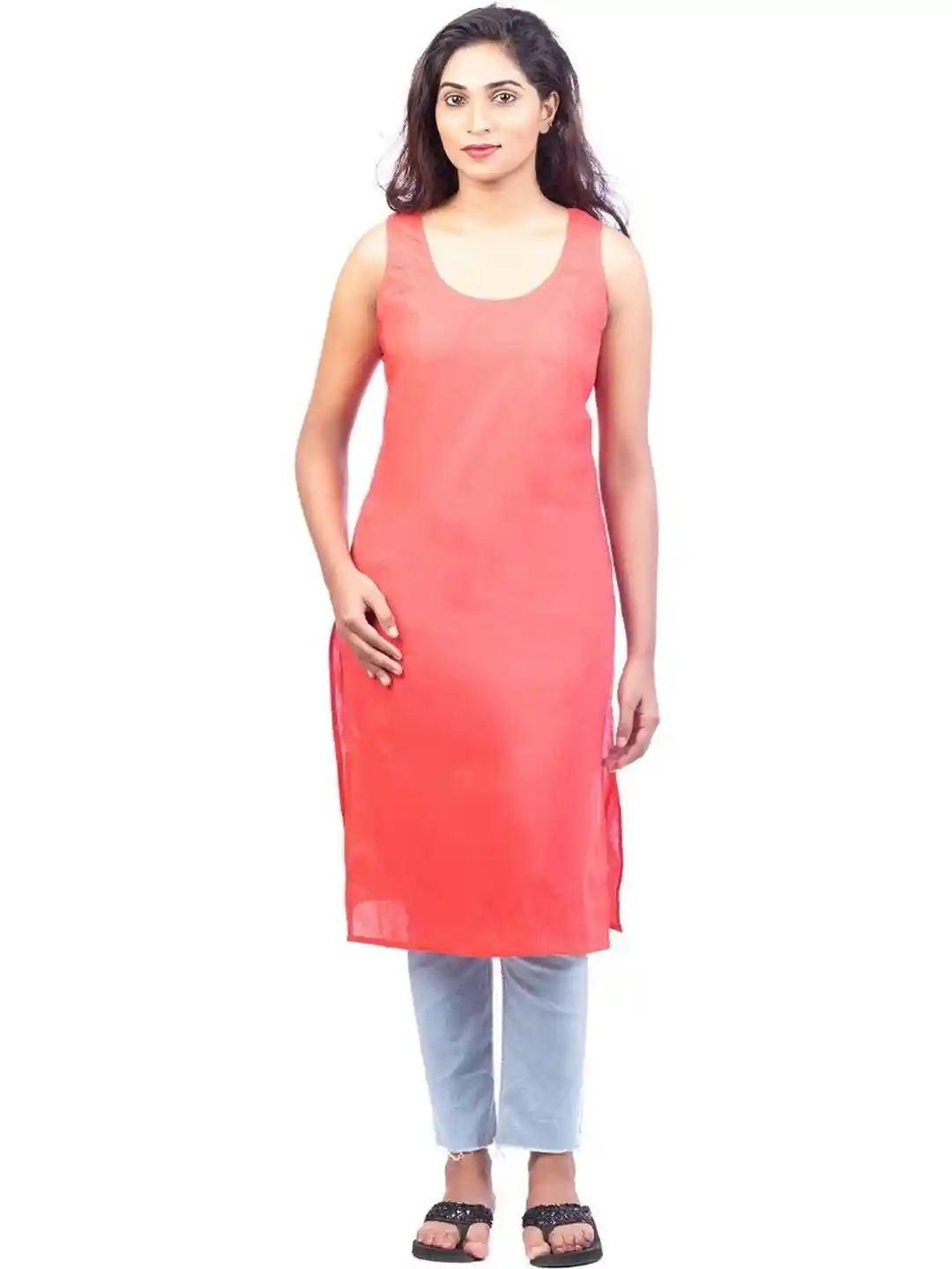 Buy Happy Bunny Women Red Cotton Knee Length Kurti Inner Camisole